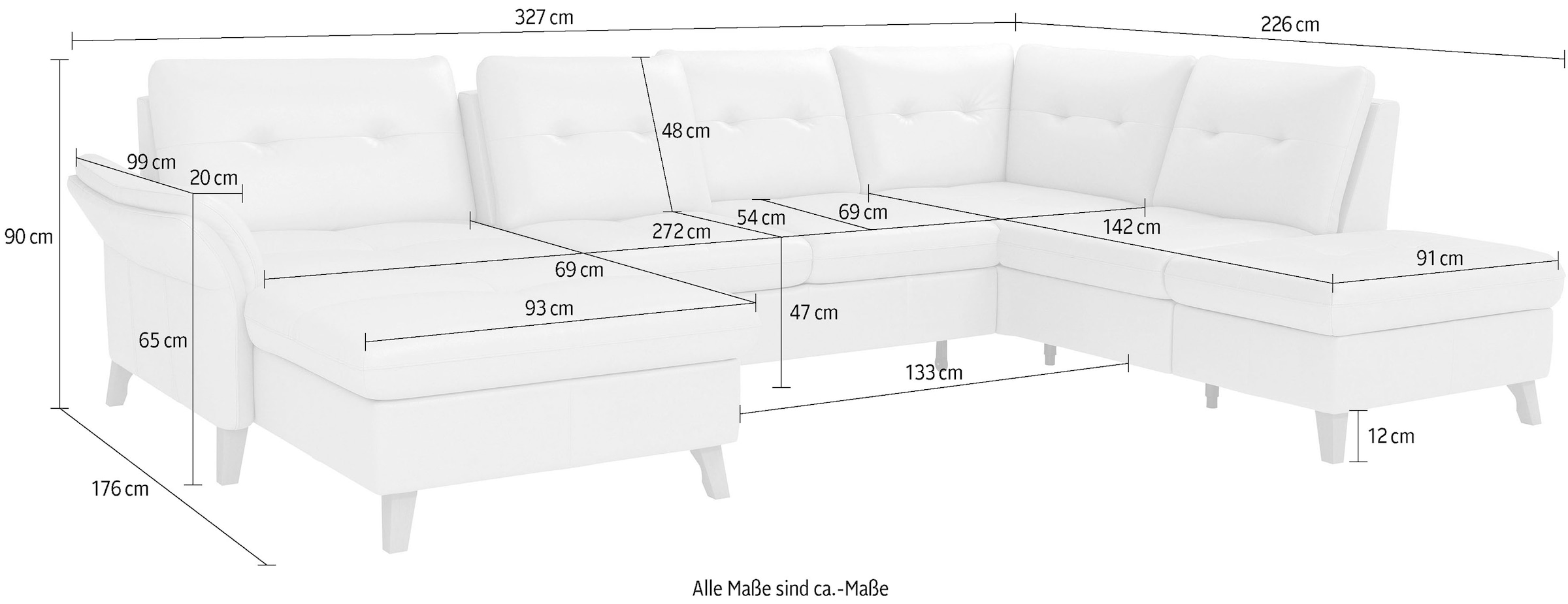 sit&more Wohnlandschaft »Göteborg«, inkl. Sitztiefenverstellung, wahlweise mit Bettfunktion & Bettkasten