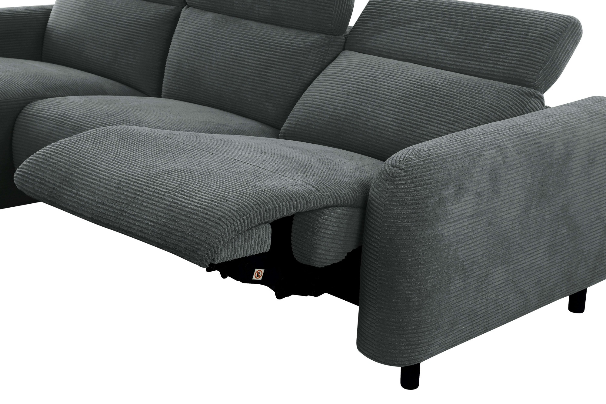 Home affaire Ecksofa »SKAANE in Cord, L-Form, 274 cm, manuelle u. elektrische Funktion,«, rundes Design, Kopfteilverstellung, Federkernpolsterung