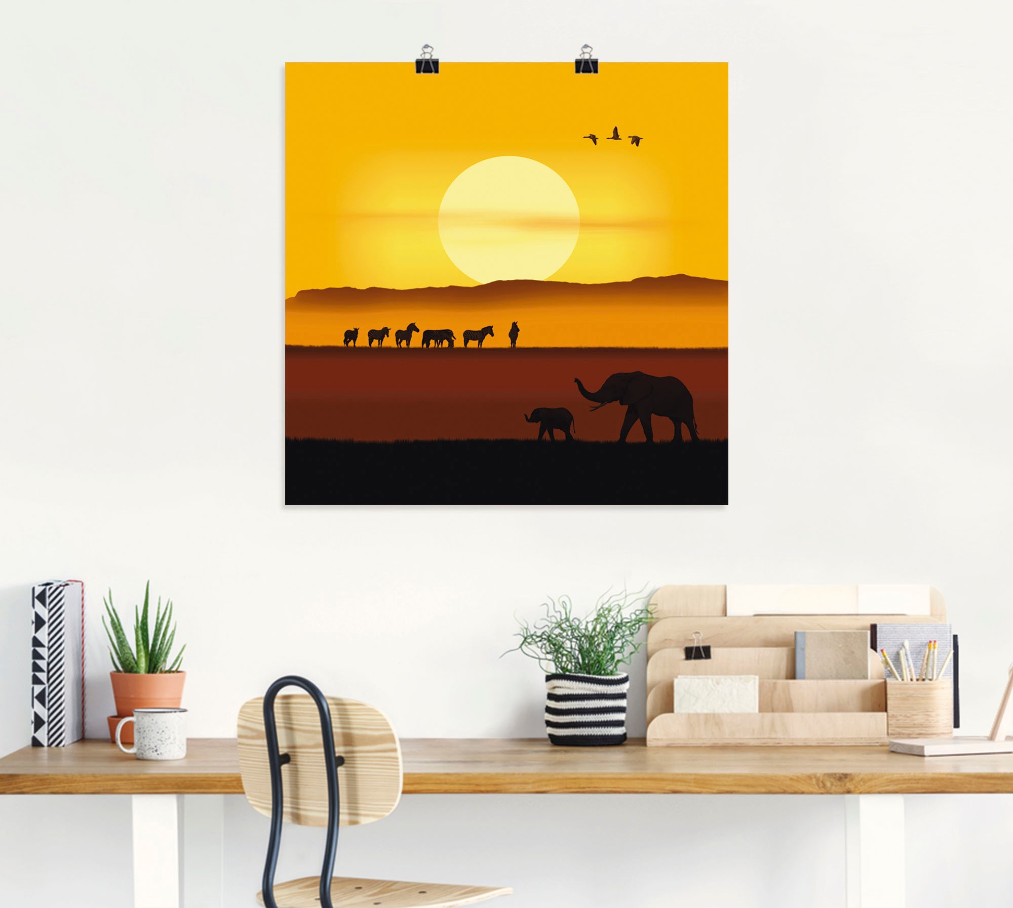 Artland Poster "Ein Morgen in der afrikanischen Savanne", Wildtiere, (1 St. günstig online kaufen