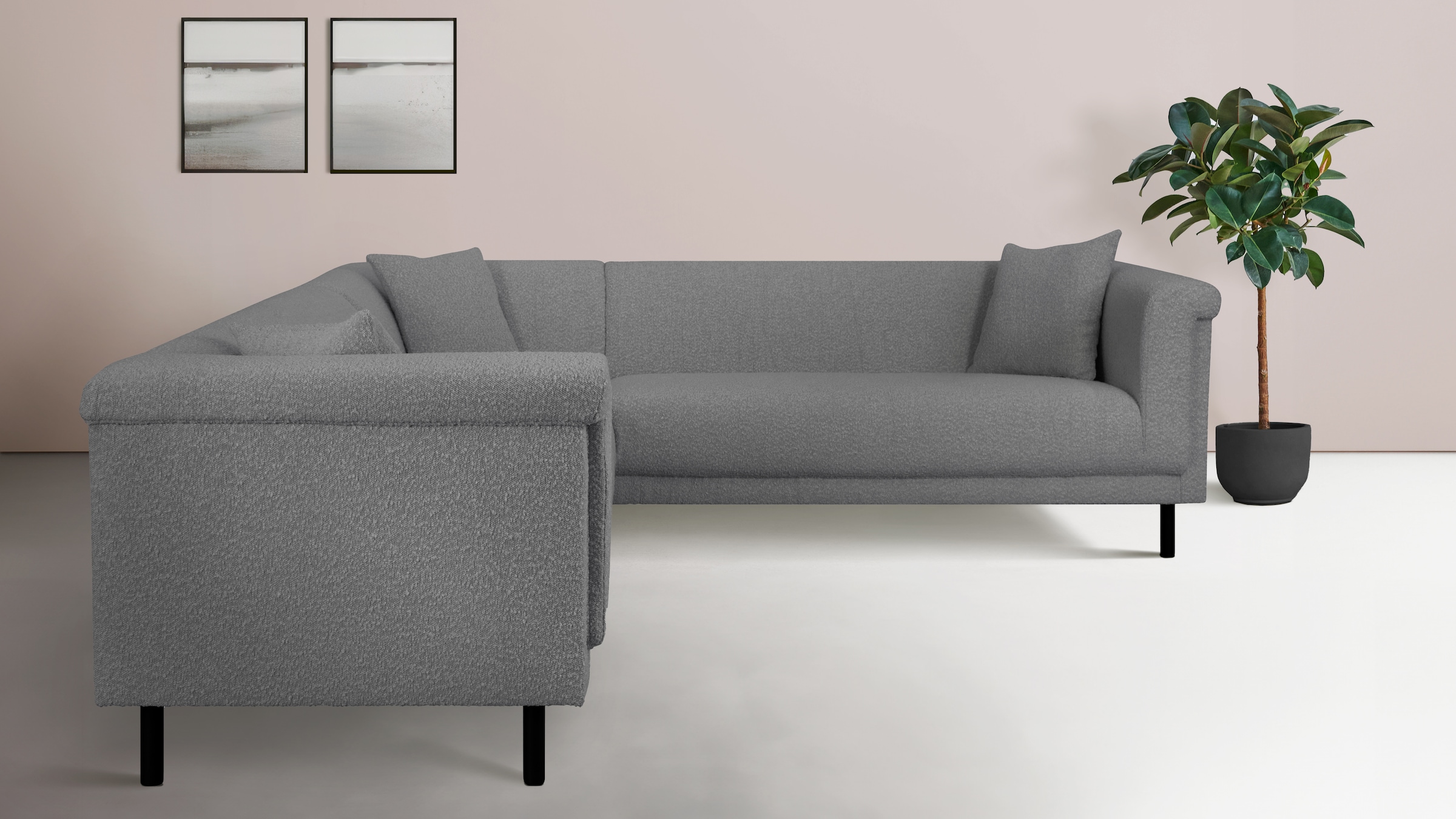 INOSIGN Ecksofa »AGNIA L-Form  B/T/H: 244/244/71 cm«, incl. Zierkissen, gleichschenklig, auch in Cord