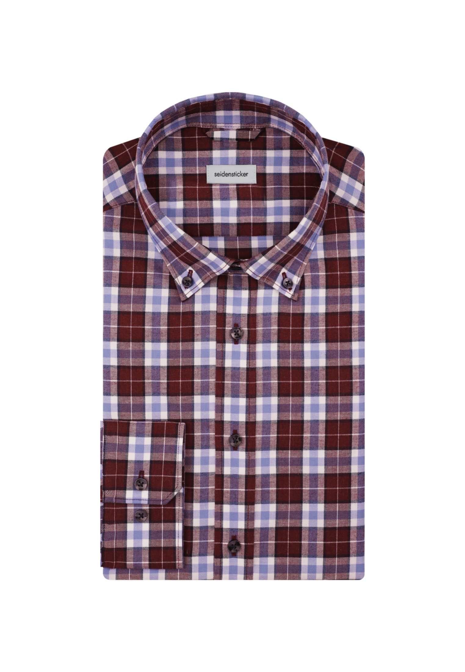 seidensticker Flanellhemd »Slim«, Slim Langarm Button-Down-Kragen Karo