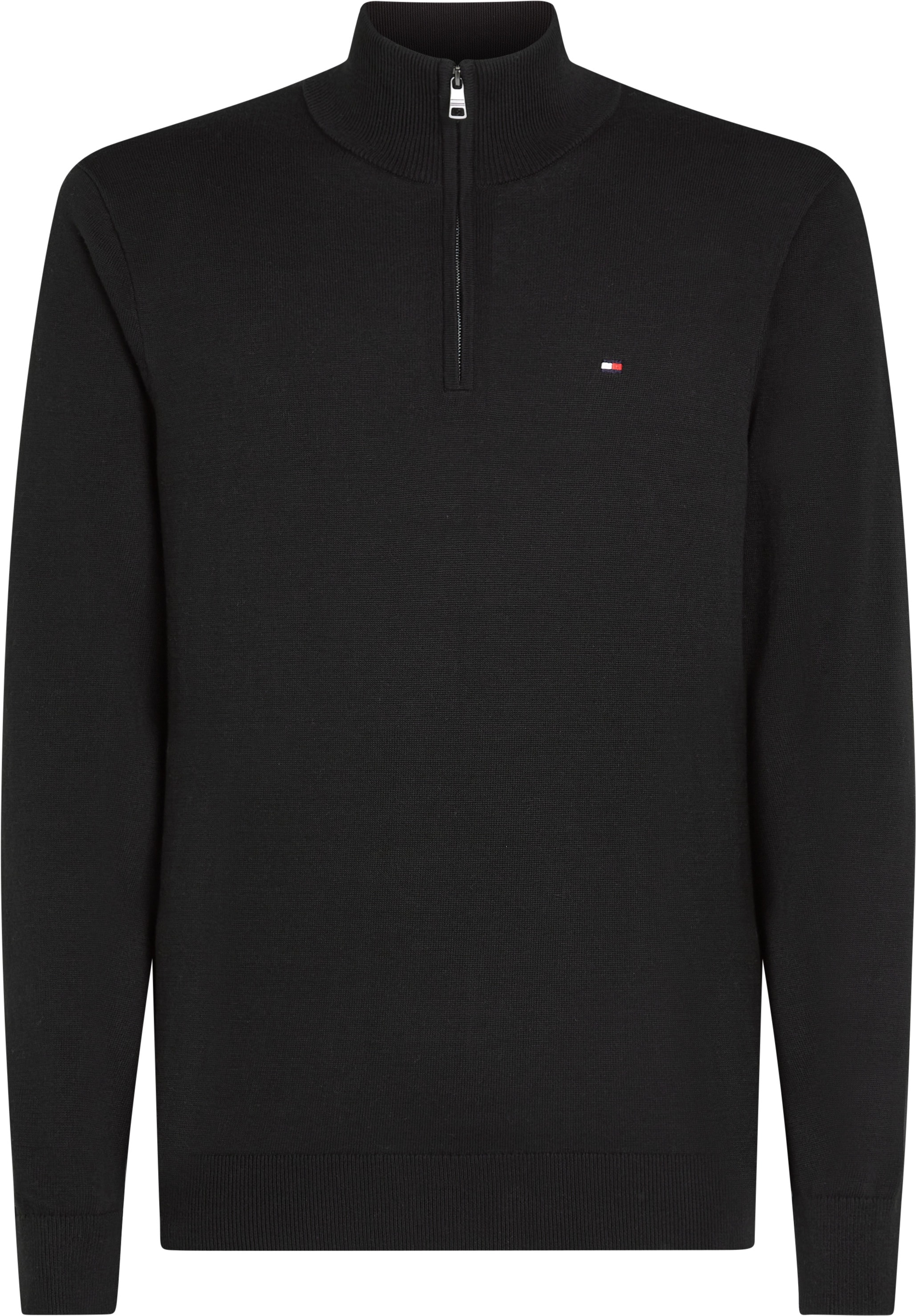 Tommy Hilfiger Big & Tall Stehkragenpullover »BT-ESSENTIAL COTTON ZIP MOCK-B«, in Großen Größen, Logostickerei