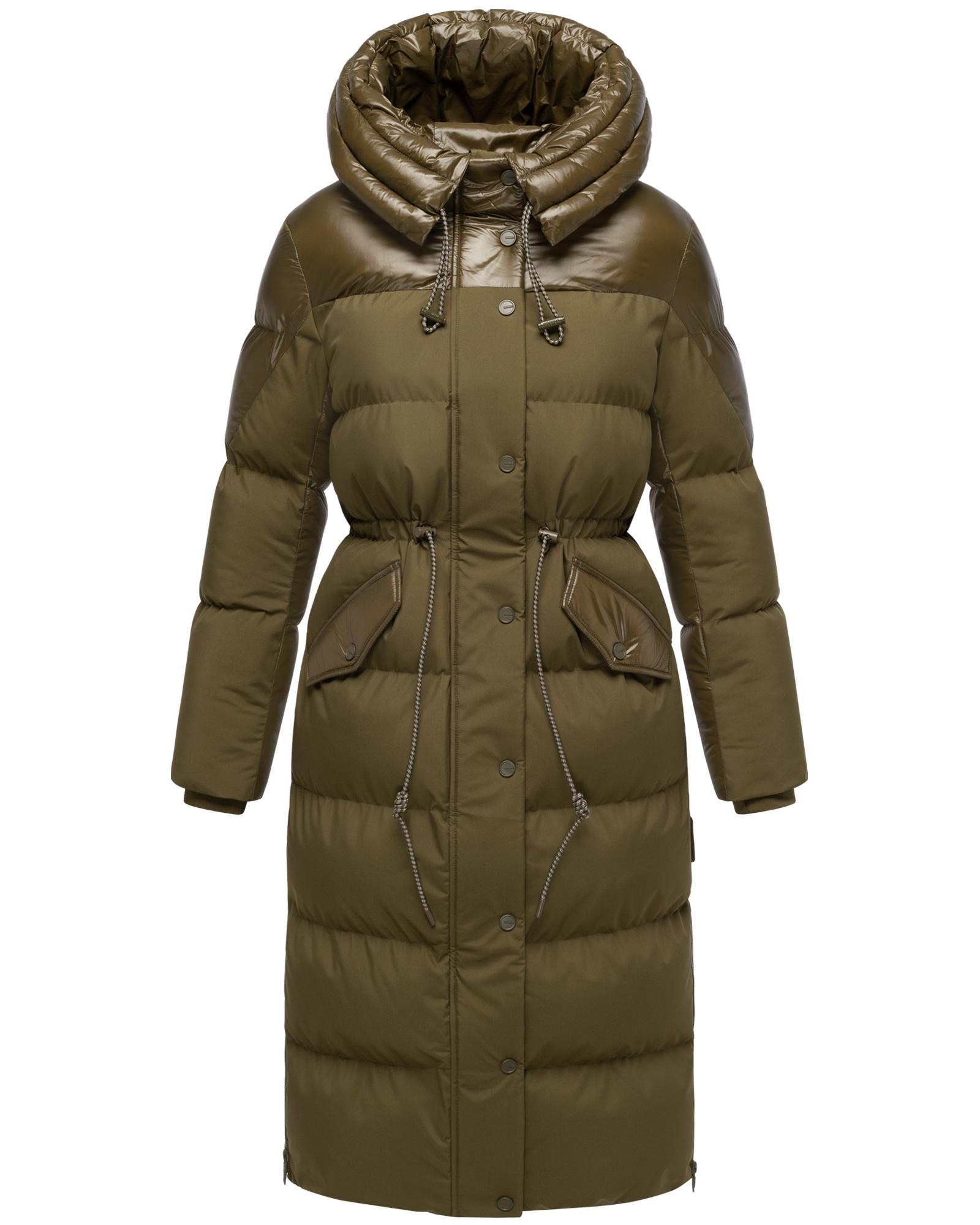Navahoo Steppmantel "Knusperherz 14" Langer gesteppter Damen Wintermantel mit Materialmix