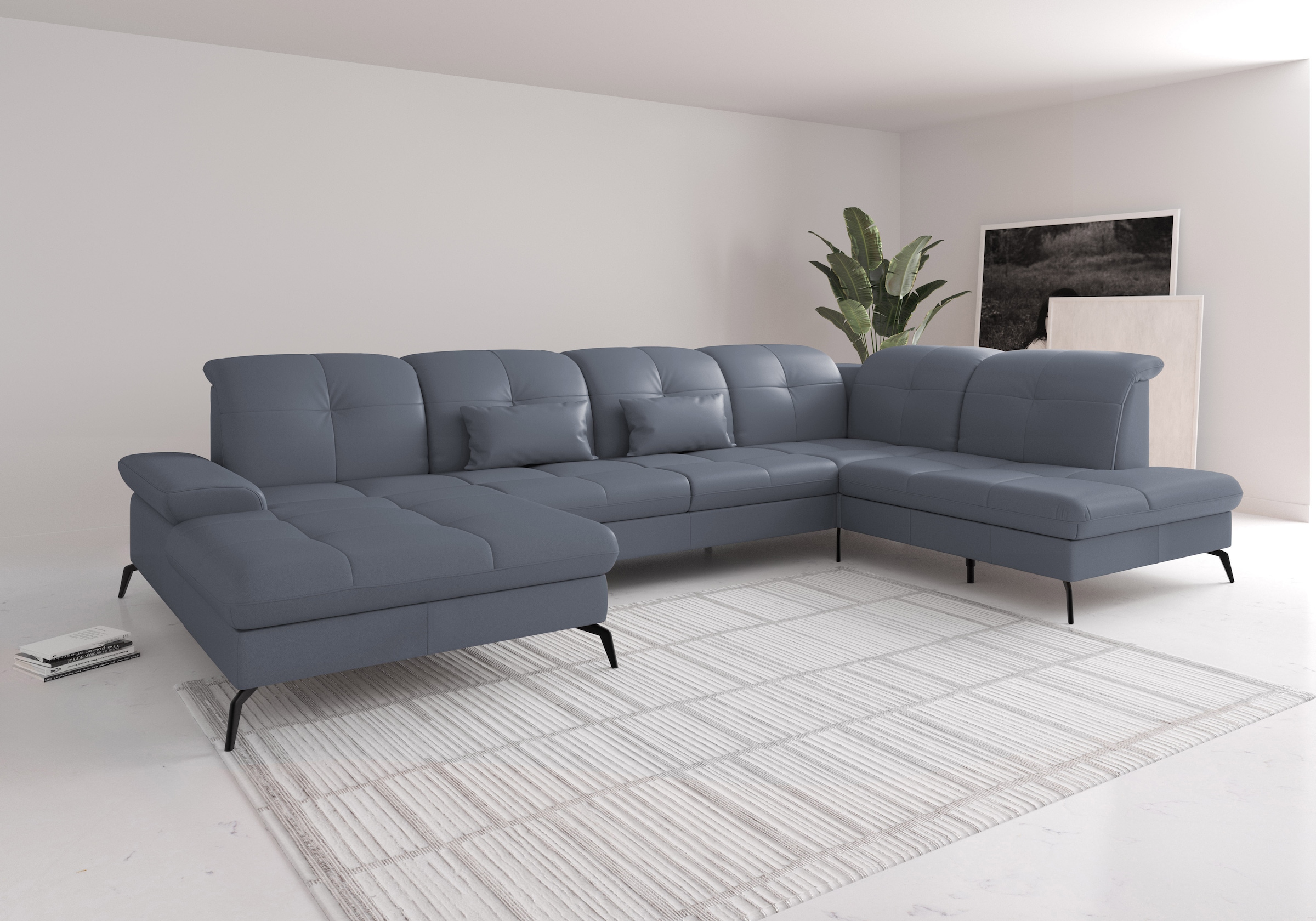 sit&more Wohnlandschaft "Amica, U-Form, inkl. Sitztiefenverstellung und Armteilverstellung" wahlweise mit Kopfteilverstellung, Schlaffunktion und Bettkasten