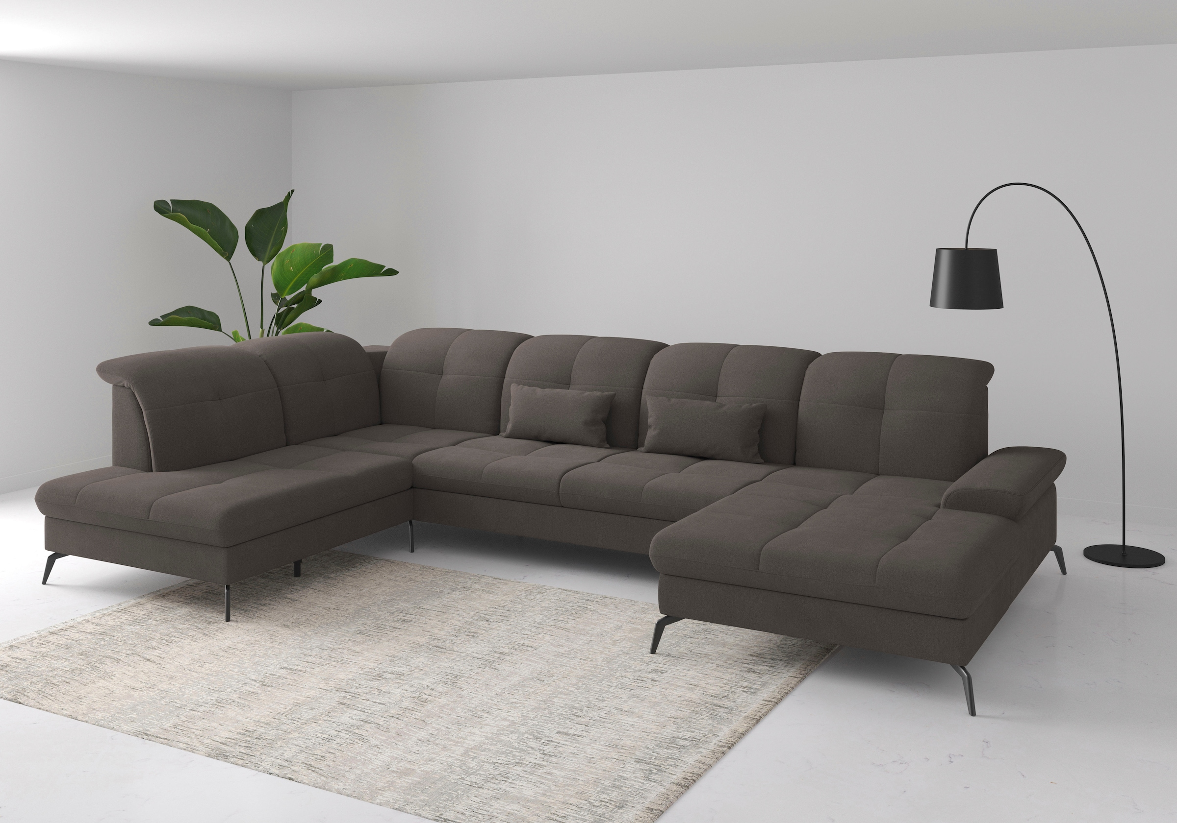sit&more Wohnlandschaft "Amica, U-Form, inkl. Sitztiefenverstellung und Armteilverstellung" wahlweise mit Kopfteilverstellung, Schlaffunktion und Bettkasten