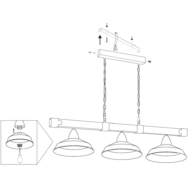EGLO Pendelleuchte »OLDBURY«, 3 flammig-flammig, Hängeleuchte, Hängelampe |  BAUR