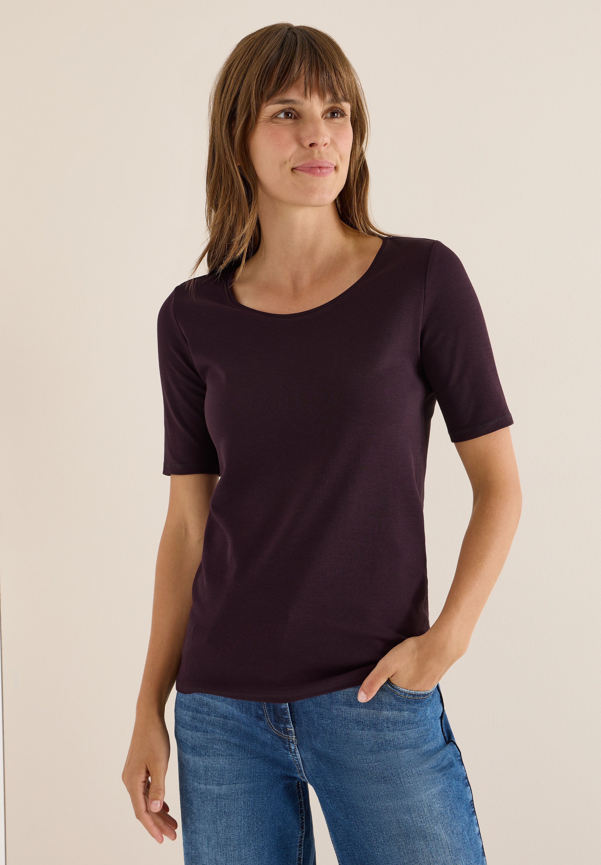 Cecil T-Shirt in Unifarbe günstig online kaufen