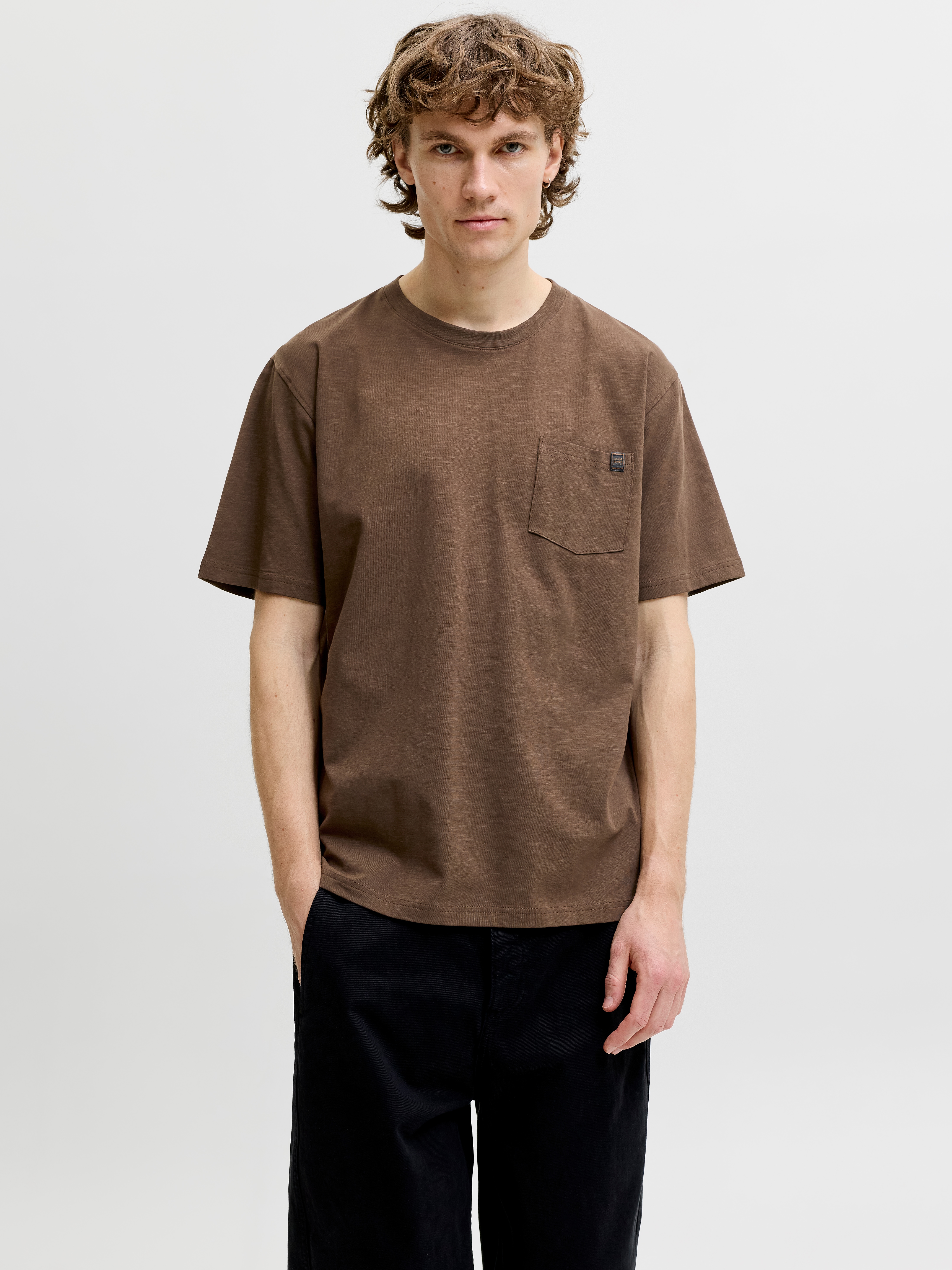 Jack & Jones Kurzarmshirt "Jjedover Slub Tee Ss Noos" Baumwollmischung, Relaxed Fit