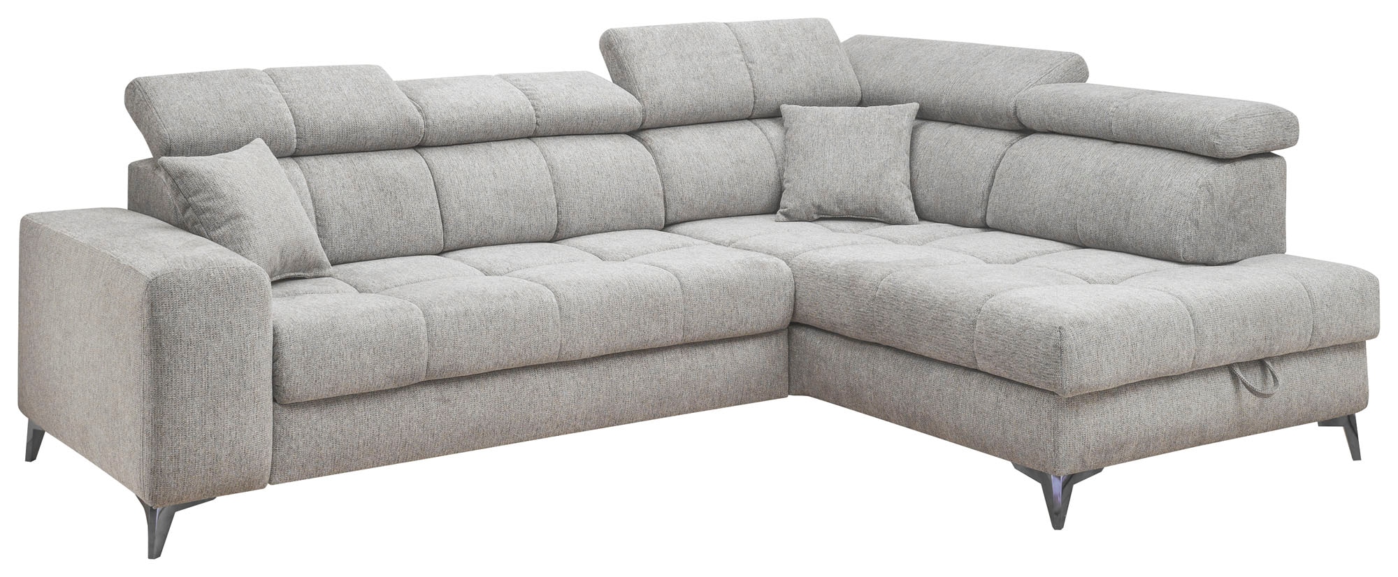ED EXCITING DESIGN Ecksofa »Sydney L-Form mit Bettfunktion, Bettkasten, Kopfteilverstellung«, motorischer Sitztiefenverstellung, USB-Port & 2 Zierkissen