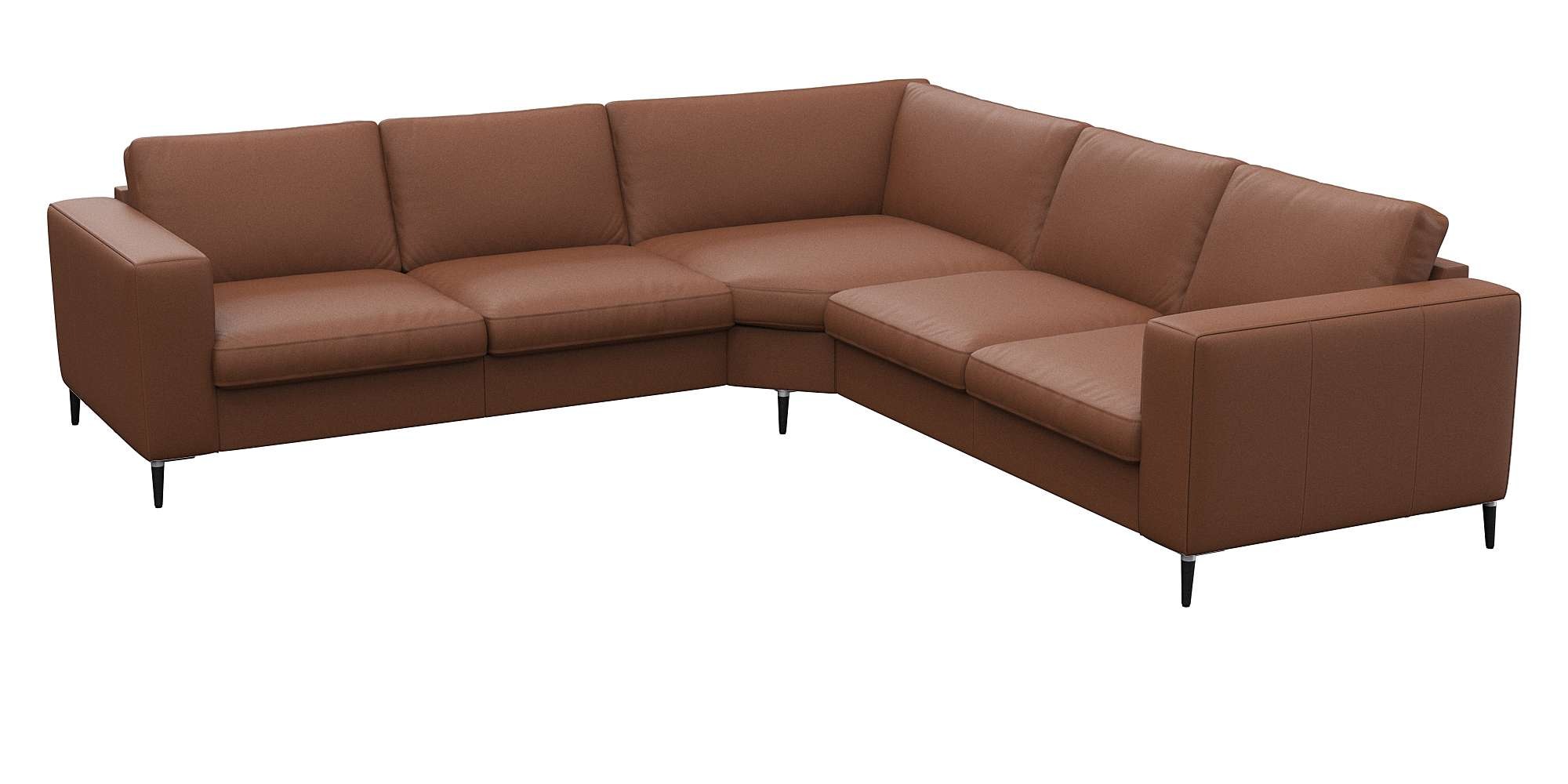 FLEXLUX Ecksofa »Fiore, gleichschenklig, super Sitzkomfort durch Kaltschaum im Sitz«, breite Armlehnen, Füße Alu+schwarz