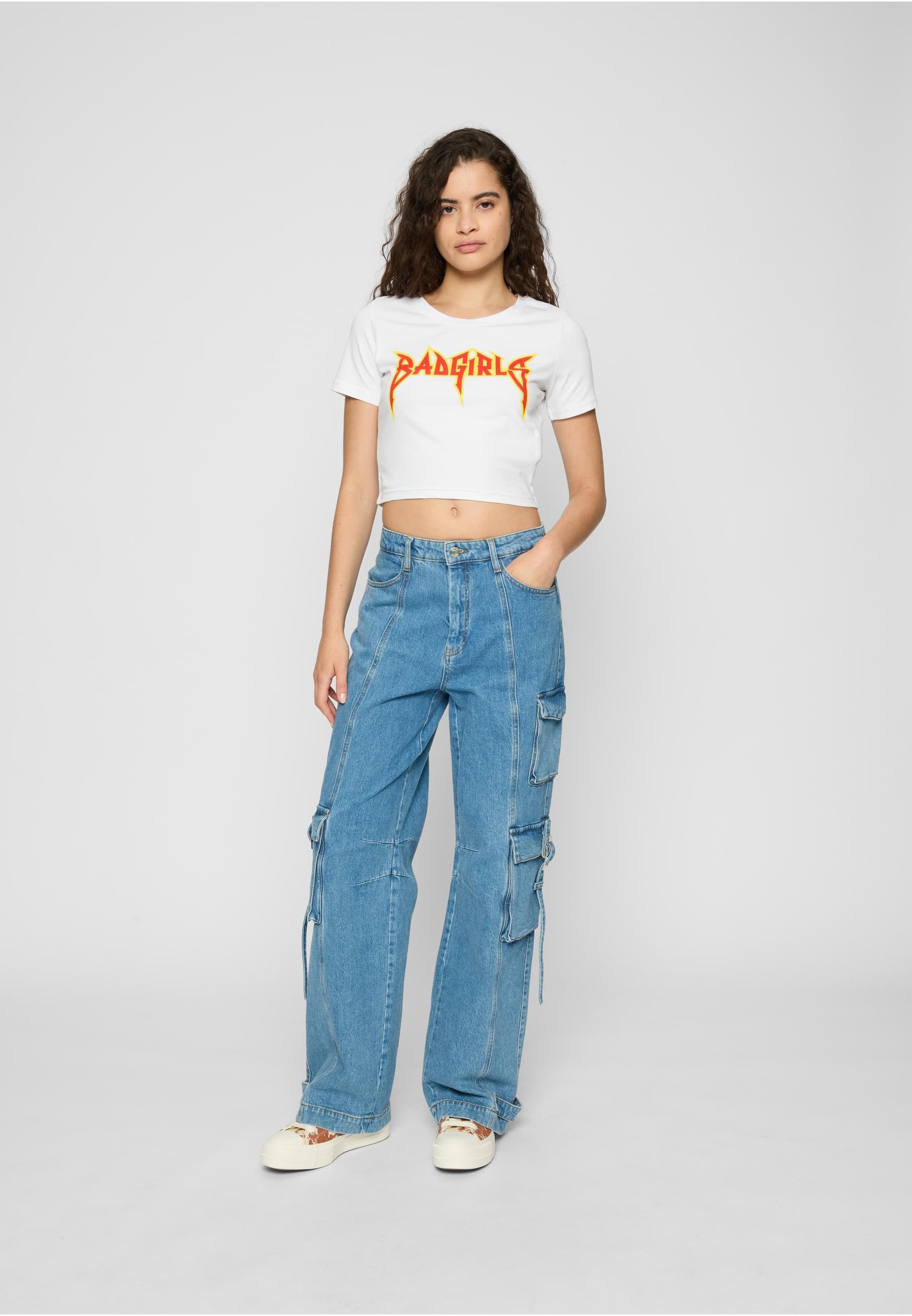 Miss Tee Kurzarmshirt »Miss Tee Damen Badgirls Cropped Tee«, (1 tlg.)