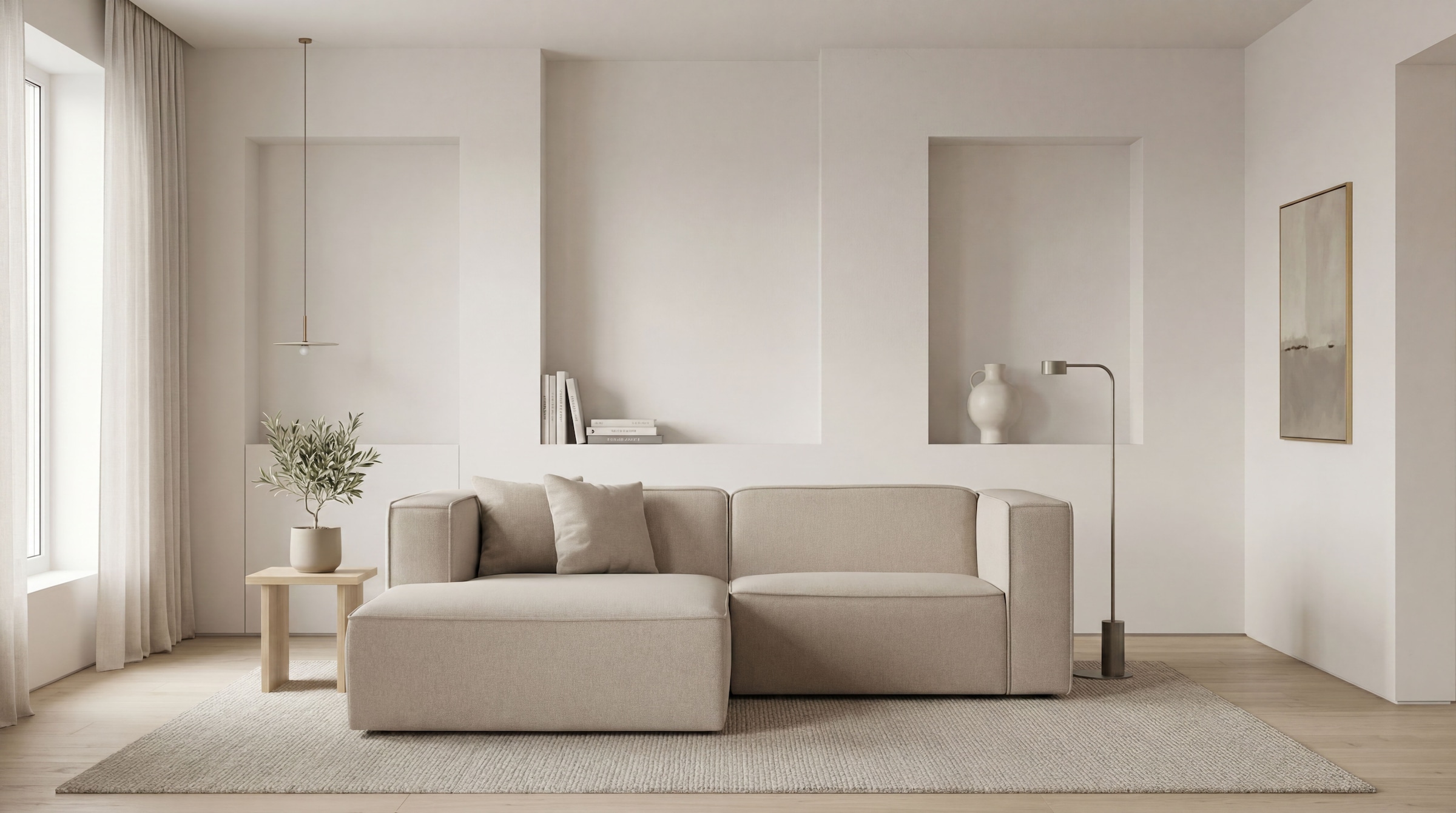 OTTO home Ecksofa "Tammie" Breite 222 cm, Webstoff fein, bodentief, mit Wellenunterfederung