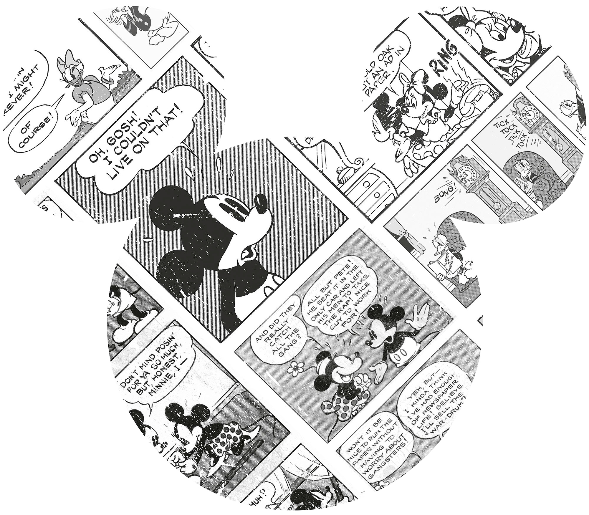 Komar Vliestapete "Vlies selbstklebend - Mickey Head Comic Cartoon - Größe 125 x 125 cm" bedruckt glatt Kinderzimmer
