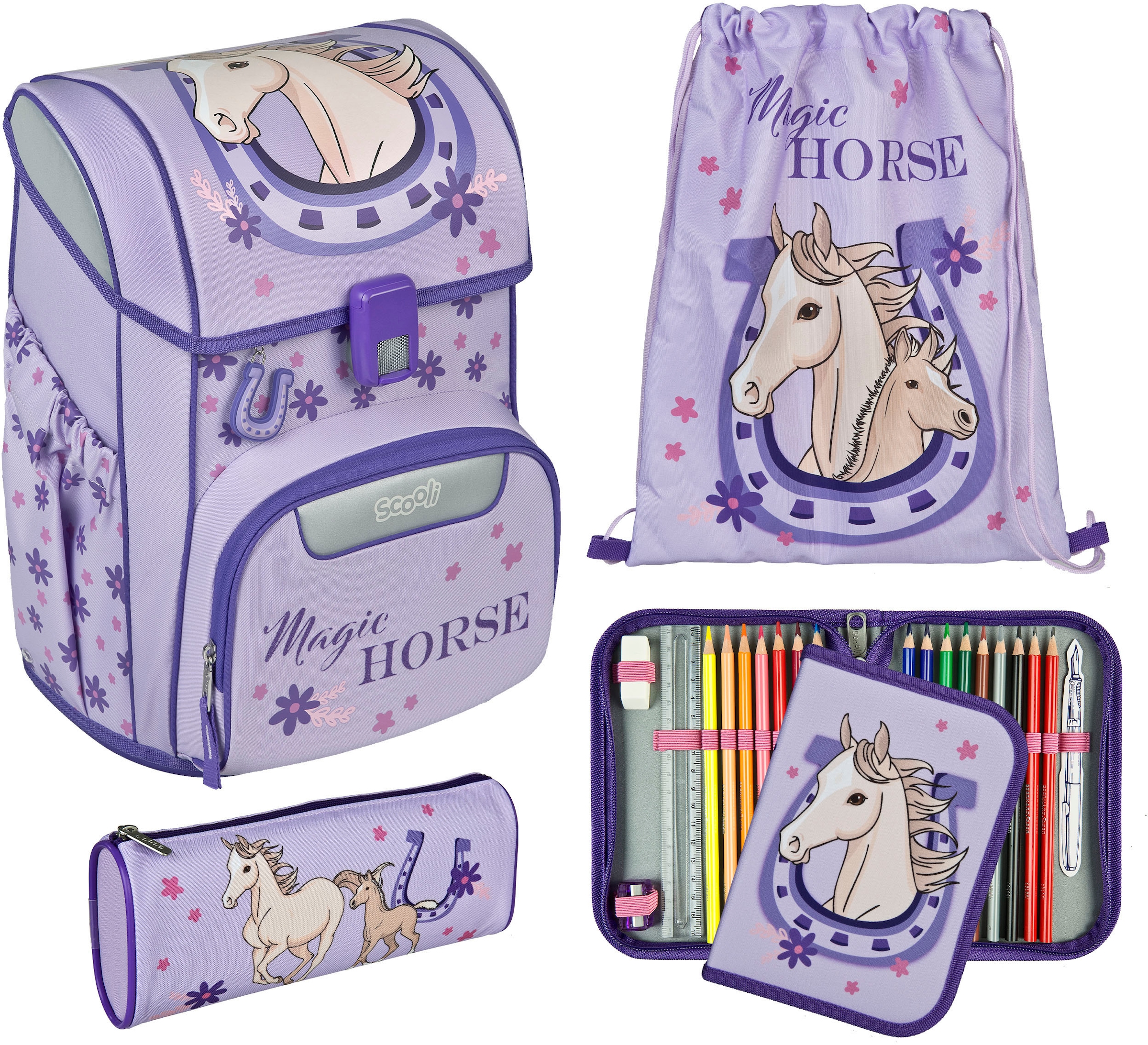 SCOOLI Kinder Schulranzen "Easy Start"magic horse, Rucksäcke