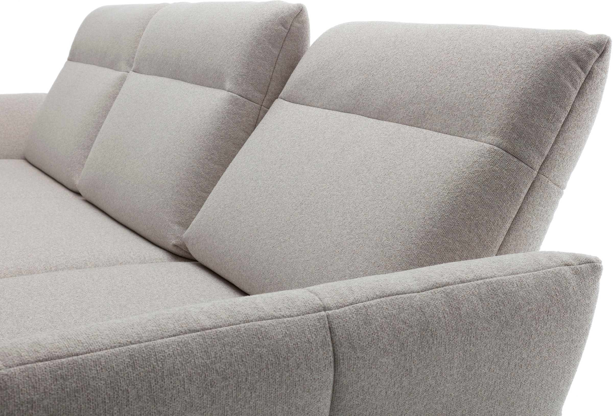 Creation BY ROLF BENZ Ecksofa »CR.460«, Sockel in Nussbaum, Winkelfüße in Umbragrau, Breite 298 cm