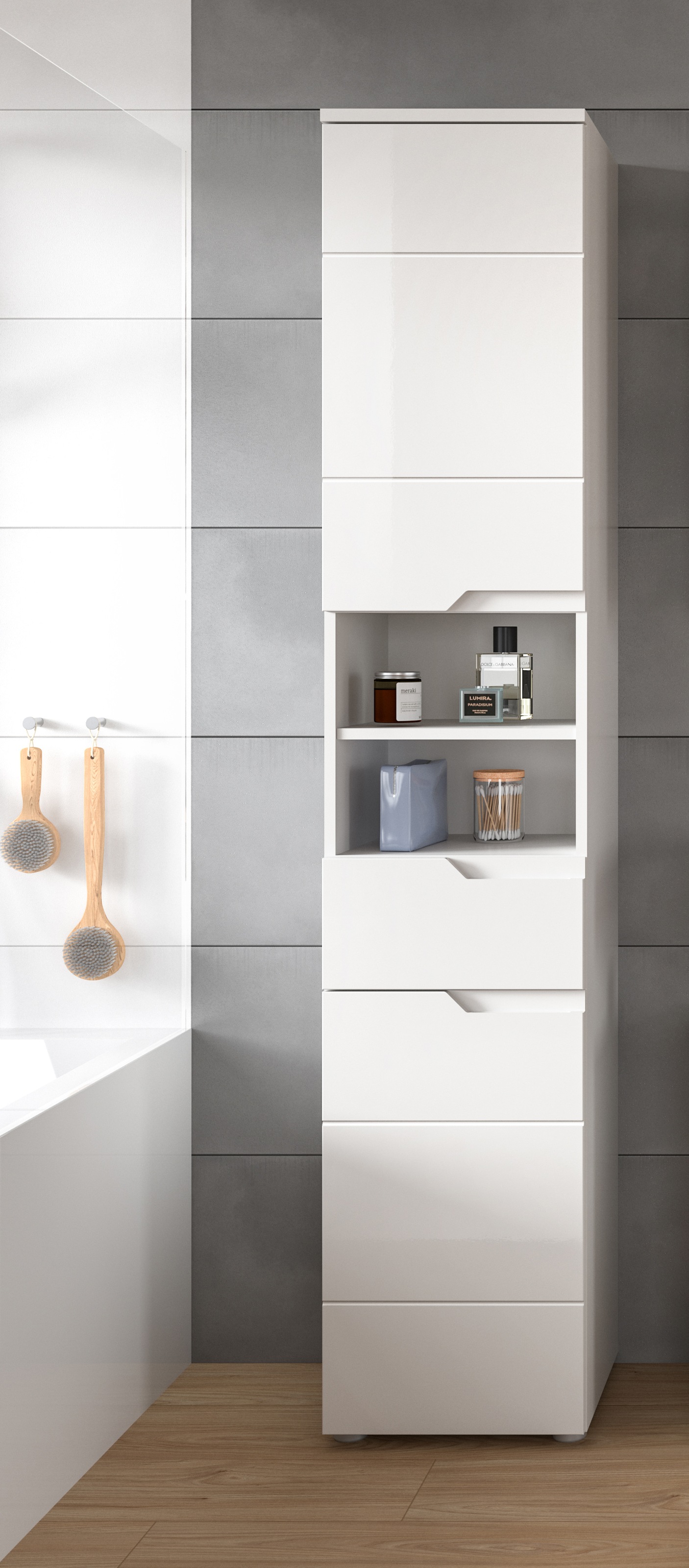 welltime Hochschrank "CAPRI, Höhe 193 cm, 2 Türen mit Soft-Close-Funktion, günstig online kaufen