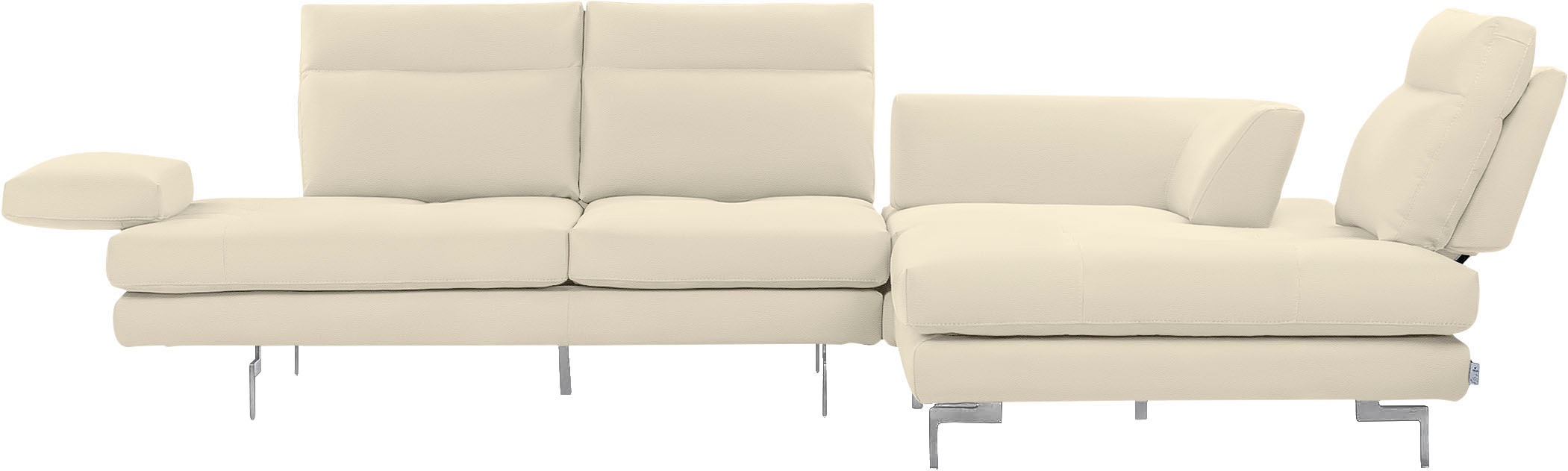 CALIA ITALIA Ecksofa »Toby Wing, L-Form, Designsofa mit sensationellem Sitzkomfort«, Sitztiefenverstell.,wahlw. mit Kissen-Set, Füße chrom glänzend