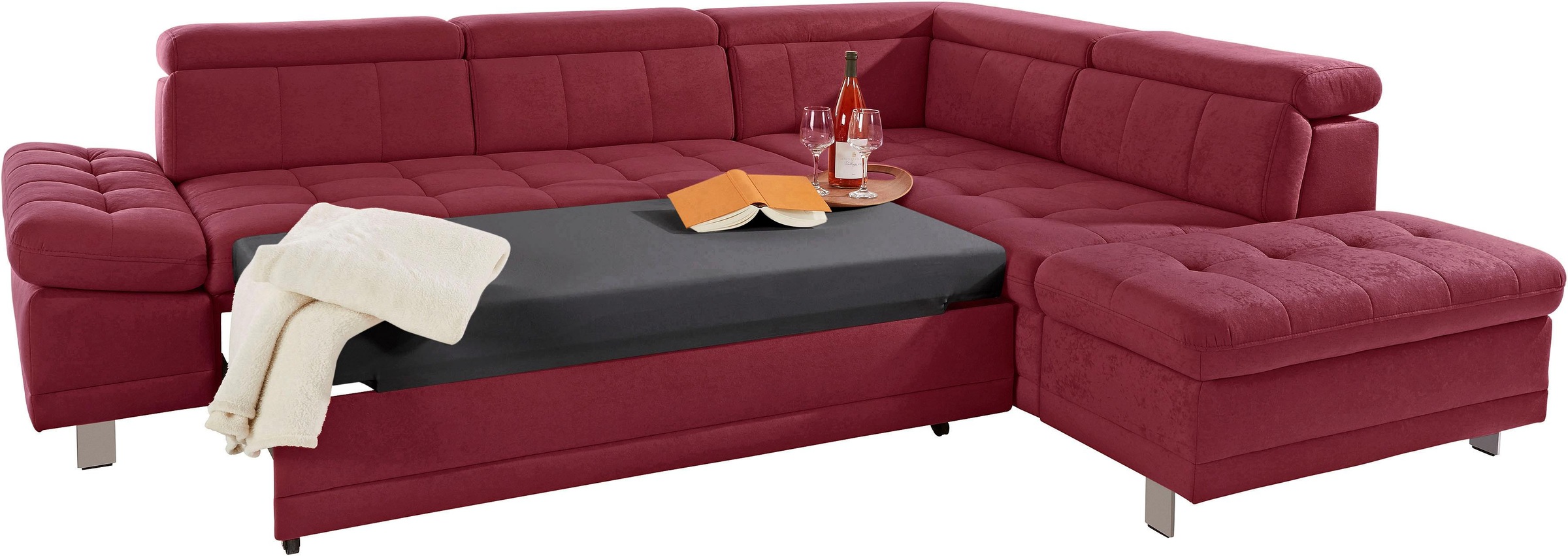sit&more Ecksofa »Limit L-Form«, wahlweise mit Bettfunktion und Bettkasten