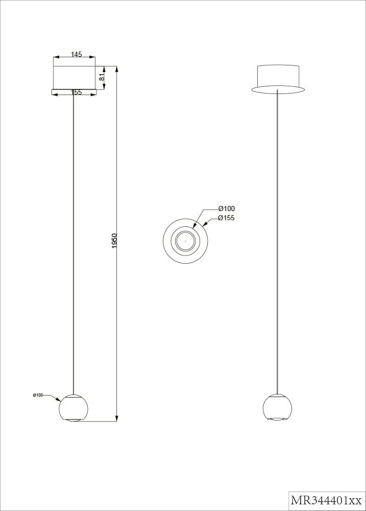Musterring LED Pendelleuchte »CANNON, 1-flammige LED Hängelampe 5W 500Lumen 2300-4000K CCT« LED-Board 1 Stk. Farbwechsler | warmweiß - kaltweiß mit Fernbedienung, stufenlos höhenverstellbar max 195cm dimmbar Memory