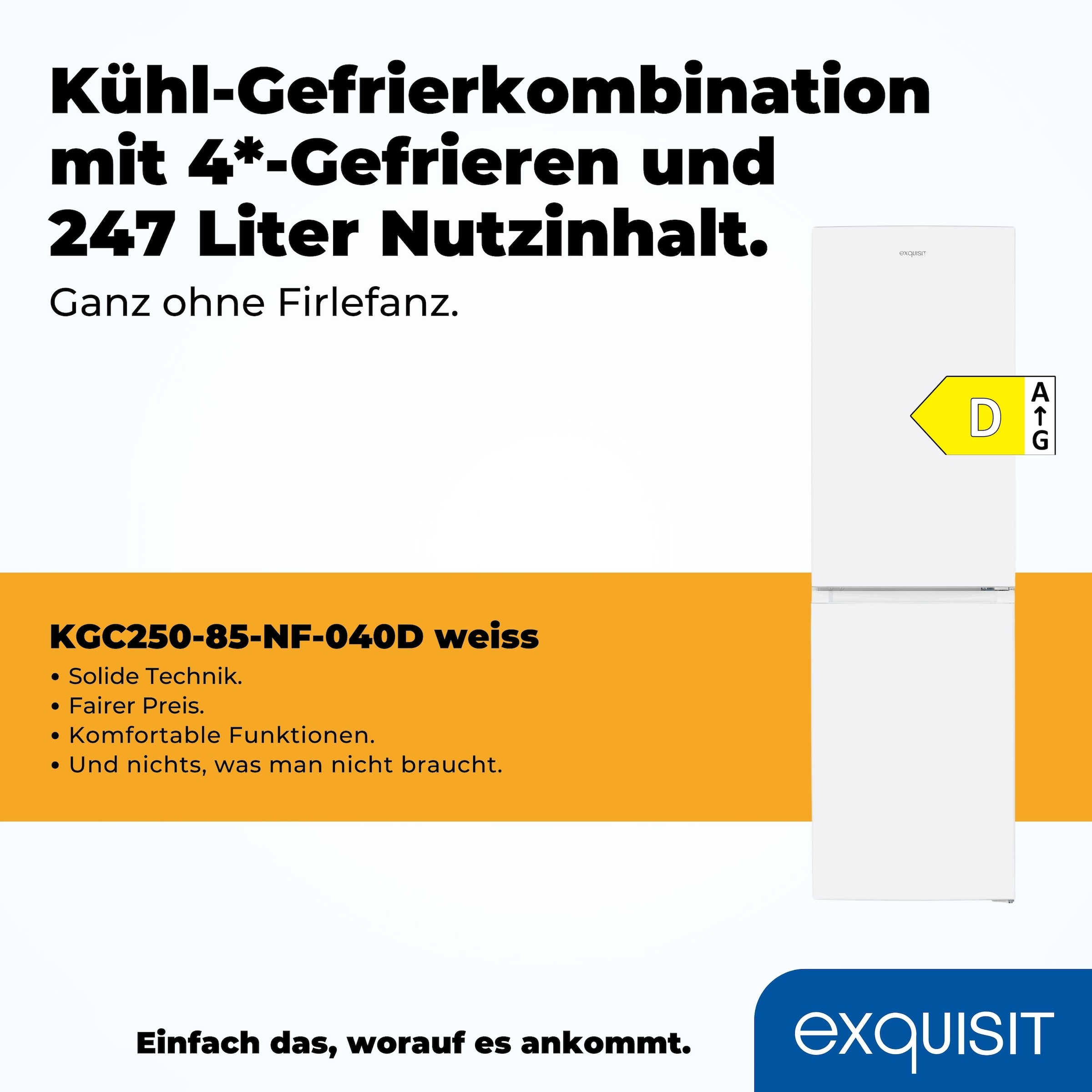 exquisit Kühl-/Gefrierkombination »KGC250-85--040D weiss«