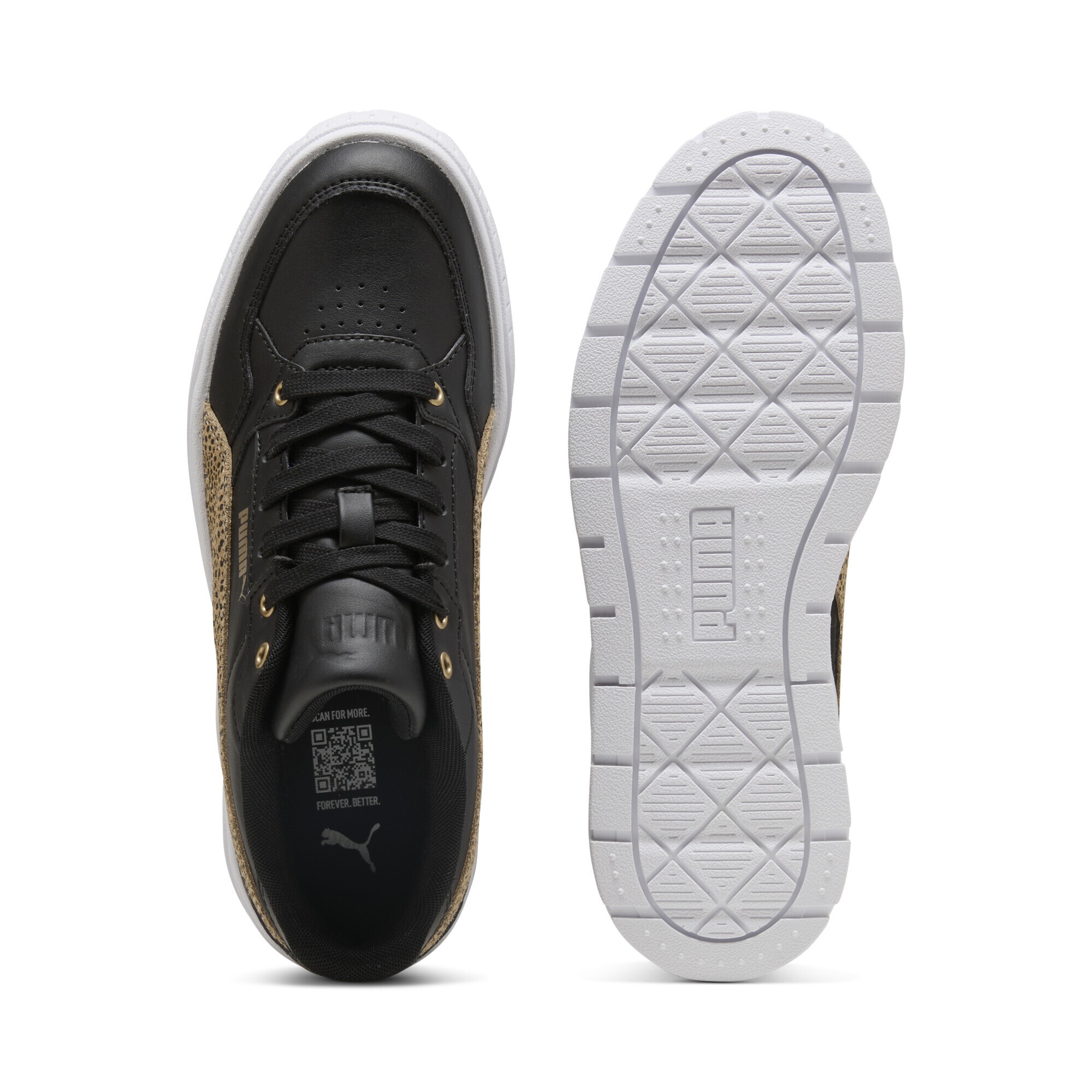 Sneaker PUMA "Karmen II Idol Topcat Sneakers Damen", Damen, Gr. 41, schwarz toasted almond beige, Obermaterial: Textil, Kuhleder, Synthetik; Futter: Textil; Innensohle: Textil; Laufsohle: Gummi, Schuhe Sneaker 6