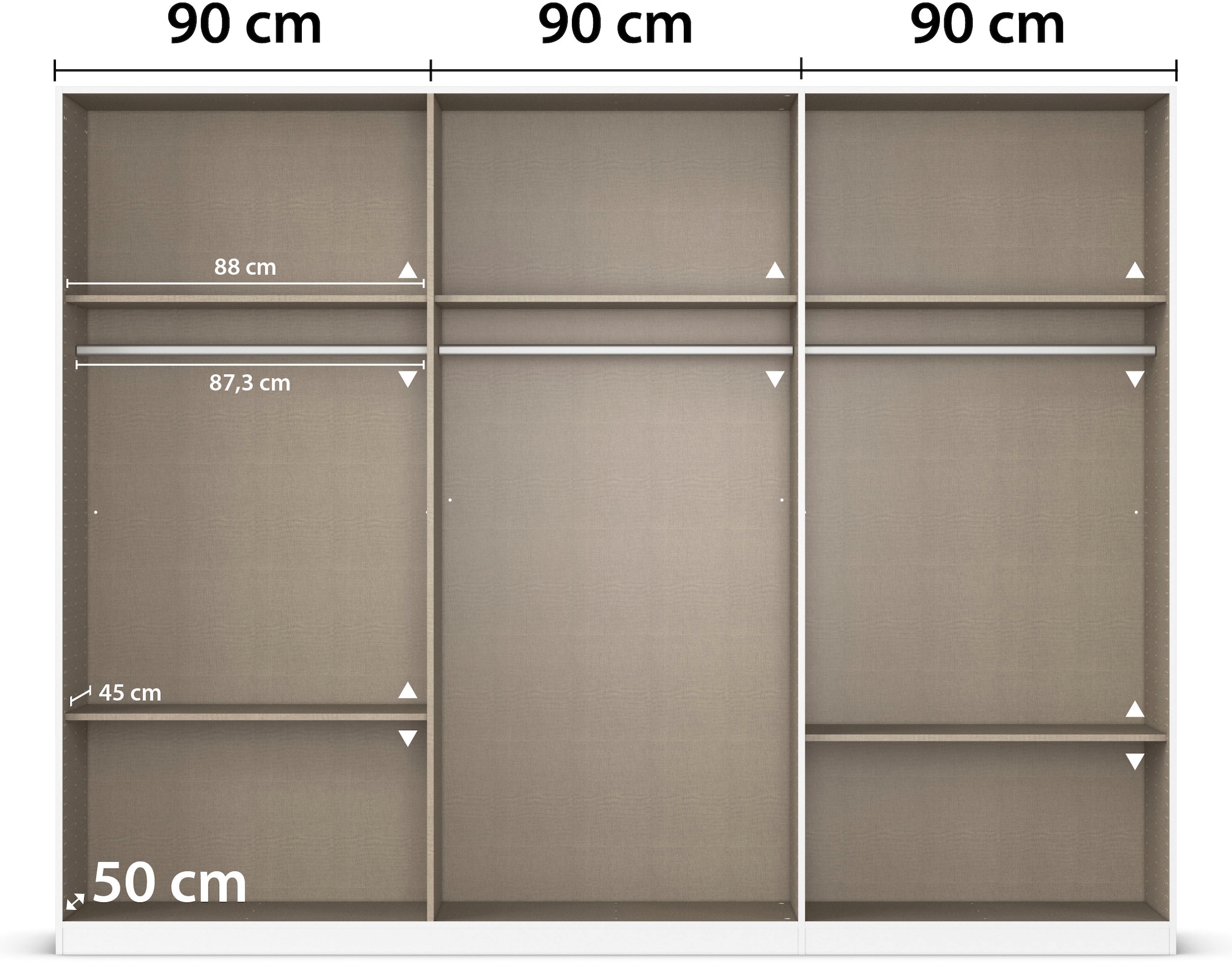 rauch Drehtürenschrank »Kleiderschrank Schrank Garderobe AGORDO TOPSELLER Schlafzimmer«, (in zwei Griff-Farben mit Dekor- oder Hochglanzfront), durchdachte Innenausstattung, in 6 Breiten und 2 Höhen MADE IN GERMANY