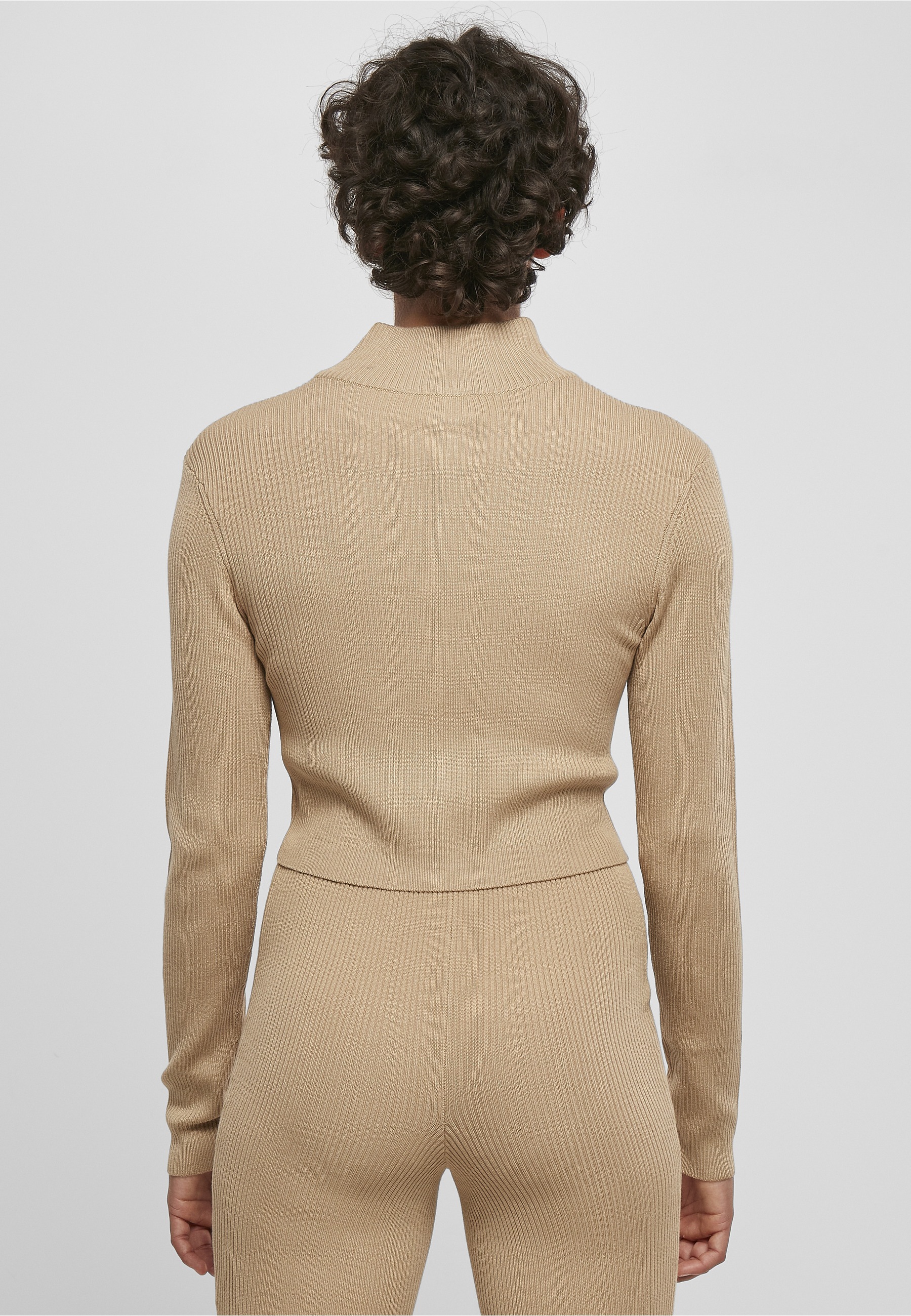 URBAN CLASSICS Cardigan »Urban Classics Damen Ladies Cropped Rib Knit Zip Cardigan« 1 Stk.