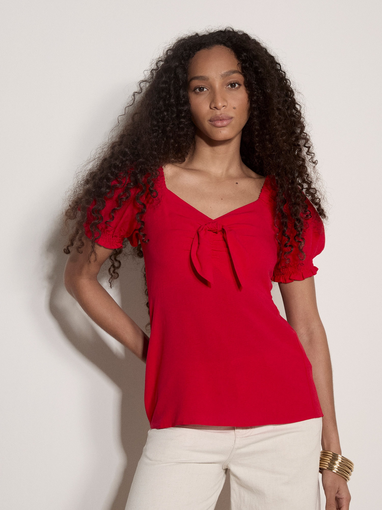 Apricot T-Shirt "Milchmädchen-Top"