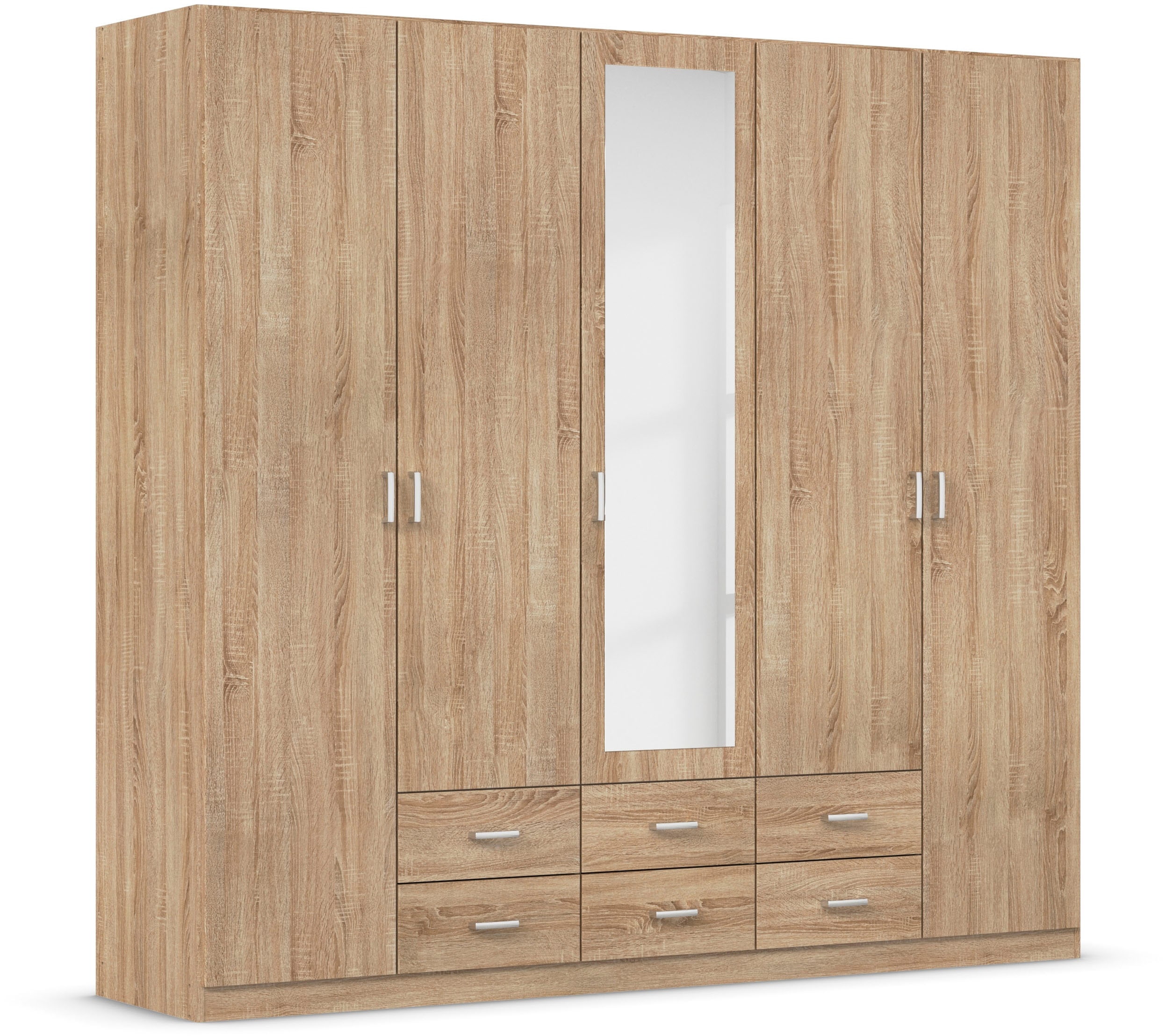 rauch Kleiderschrank "Schrank Garderobe Ankleide GAMMA Breiten 91/136/181/226/271/315/360 cm" in 3 Ausstattungen BASIC/CLASSIC/PREMIUM (inkl. SOFT-CLOSE-Funktion), verschiedene Griff-Varianten, mit Spiegel TOPSELLER MADE IN GERMANY