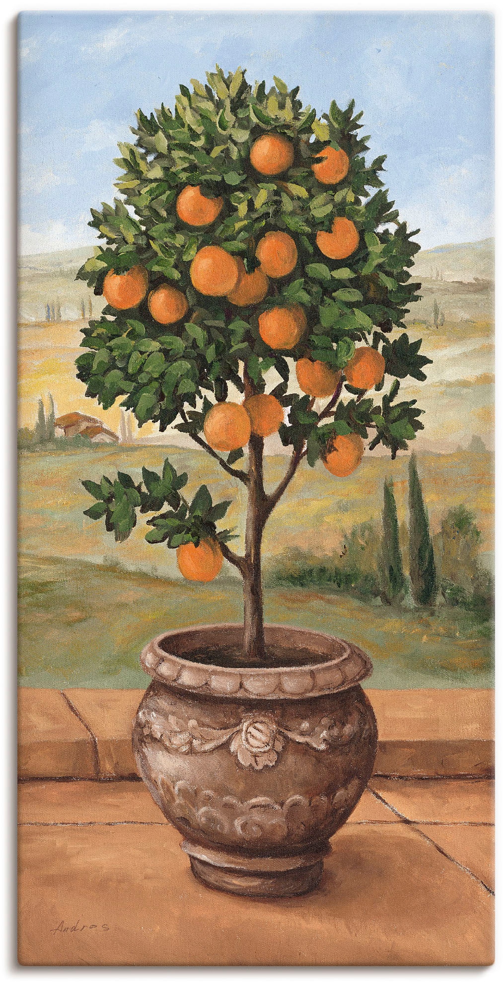 Artland Leinwandbild "Orangenbaum" Bäume 1 Stk. tlg. auf Holzrahmen gespann günstig online kaufen