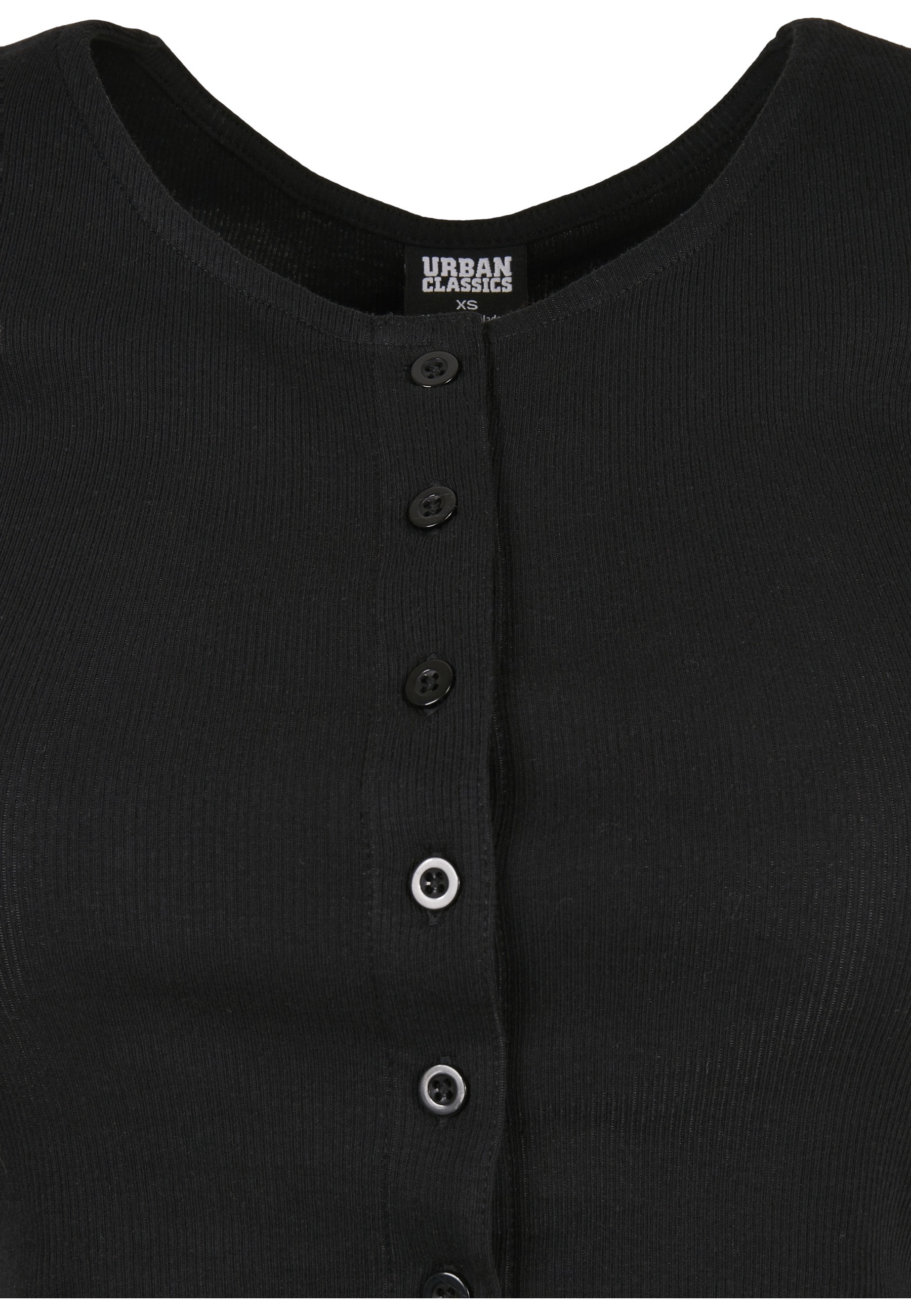 URBAN CLASSICS Kurzarmshirt »Urban Classics Damen Ladies Cropped Button Up Rib Tee« 1 Stk.