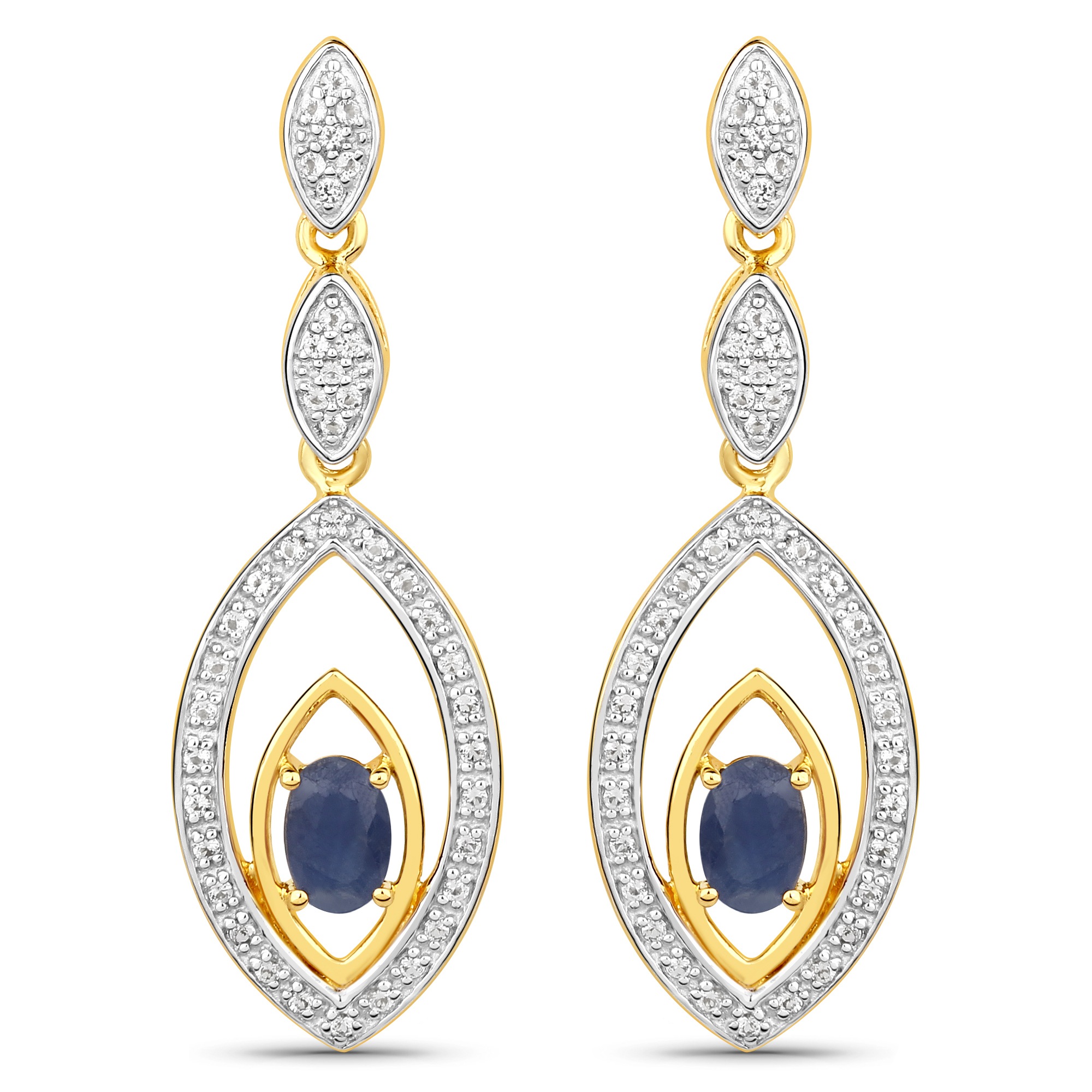 Paar Ohrhänger »925-Sterling Silber vergoldet Glänzend Saphir blau«
