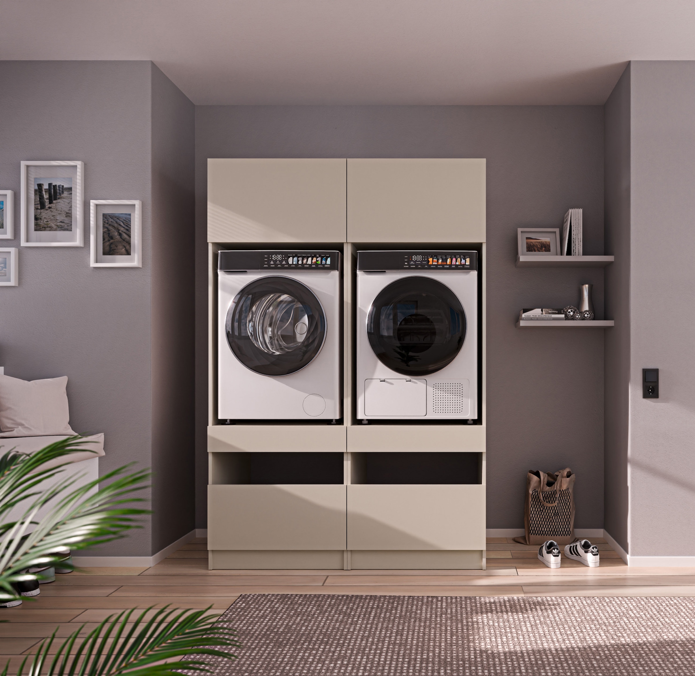 BASIC by Balculina Mehrzweckschrank-Set »Washhome B/T/H 135x68x200 cm« 2 Stk. tlg.