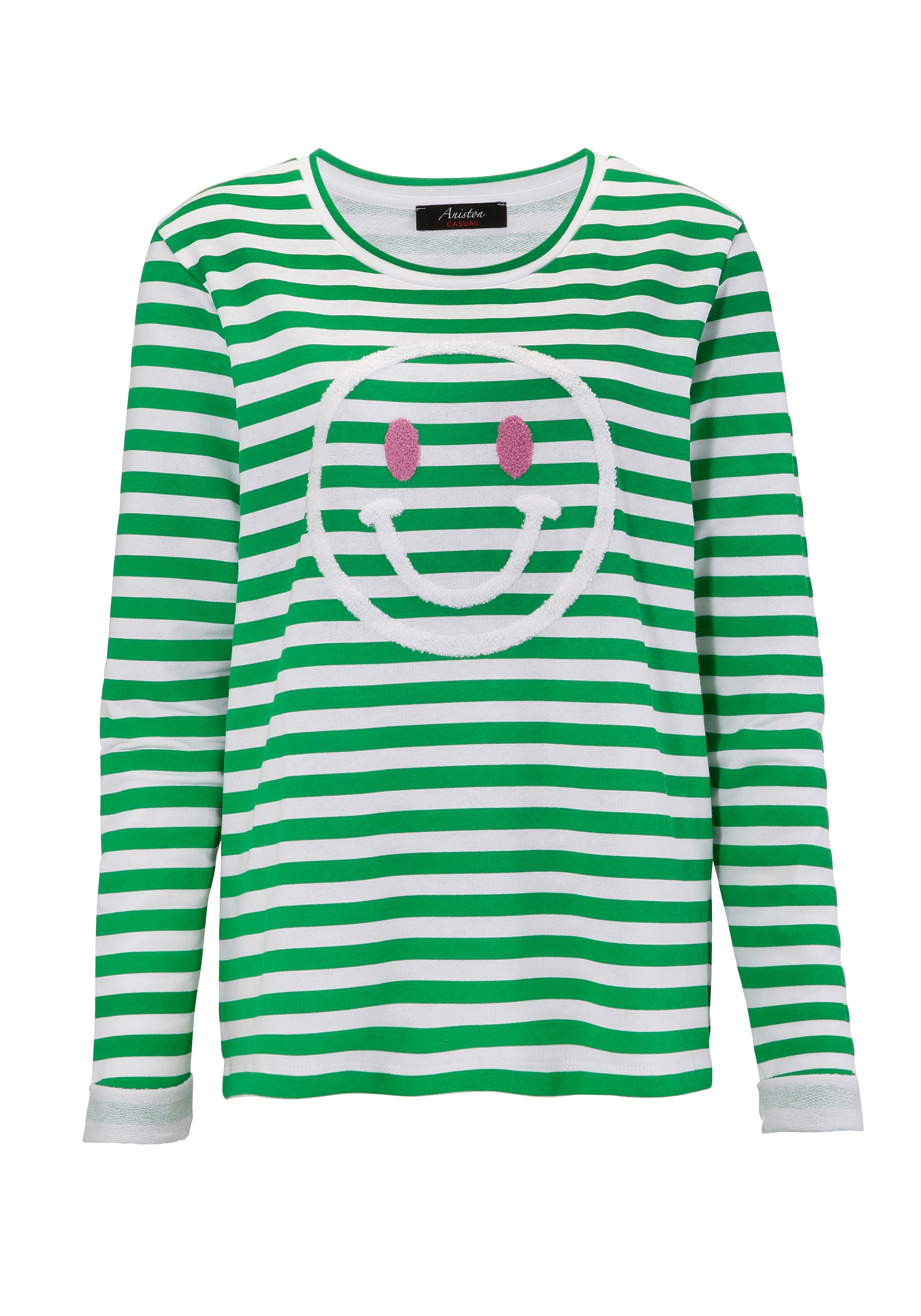 Aniston CASUAL Sweatshirt, mit fröhlicher Smiley-Applikation