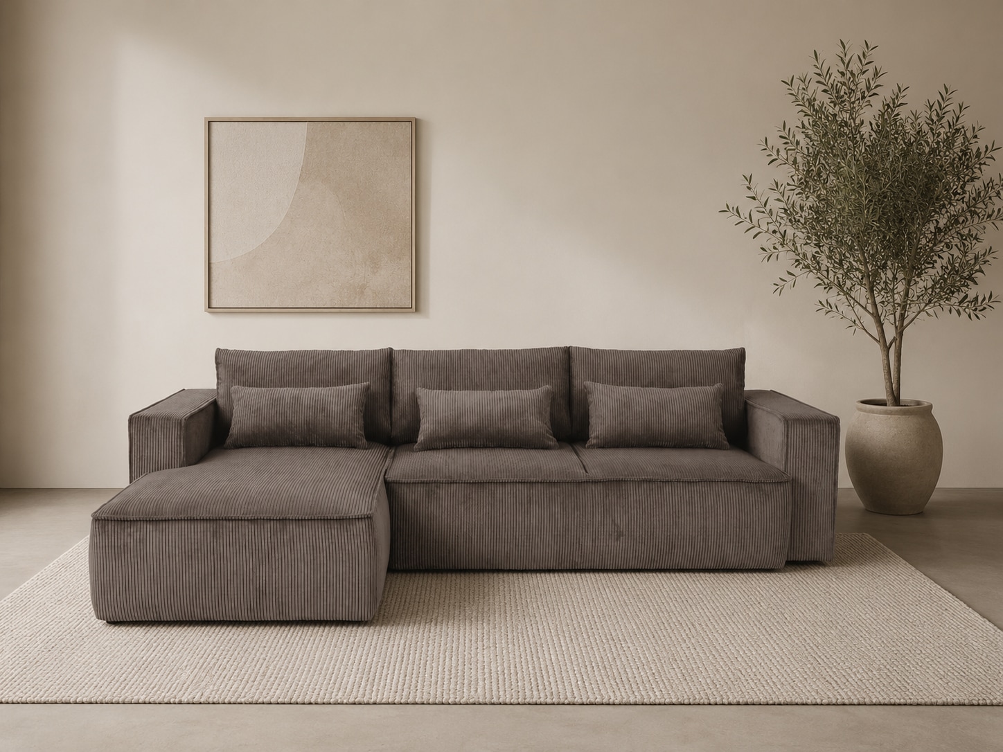 OTTO home Ecksofa "Tillian, Schlafsofa" Breite 294 cm, Breitkord, Sitzfläche mit Taschenfederkern