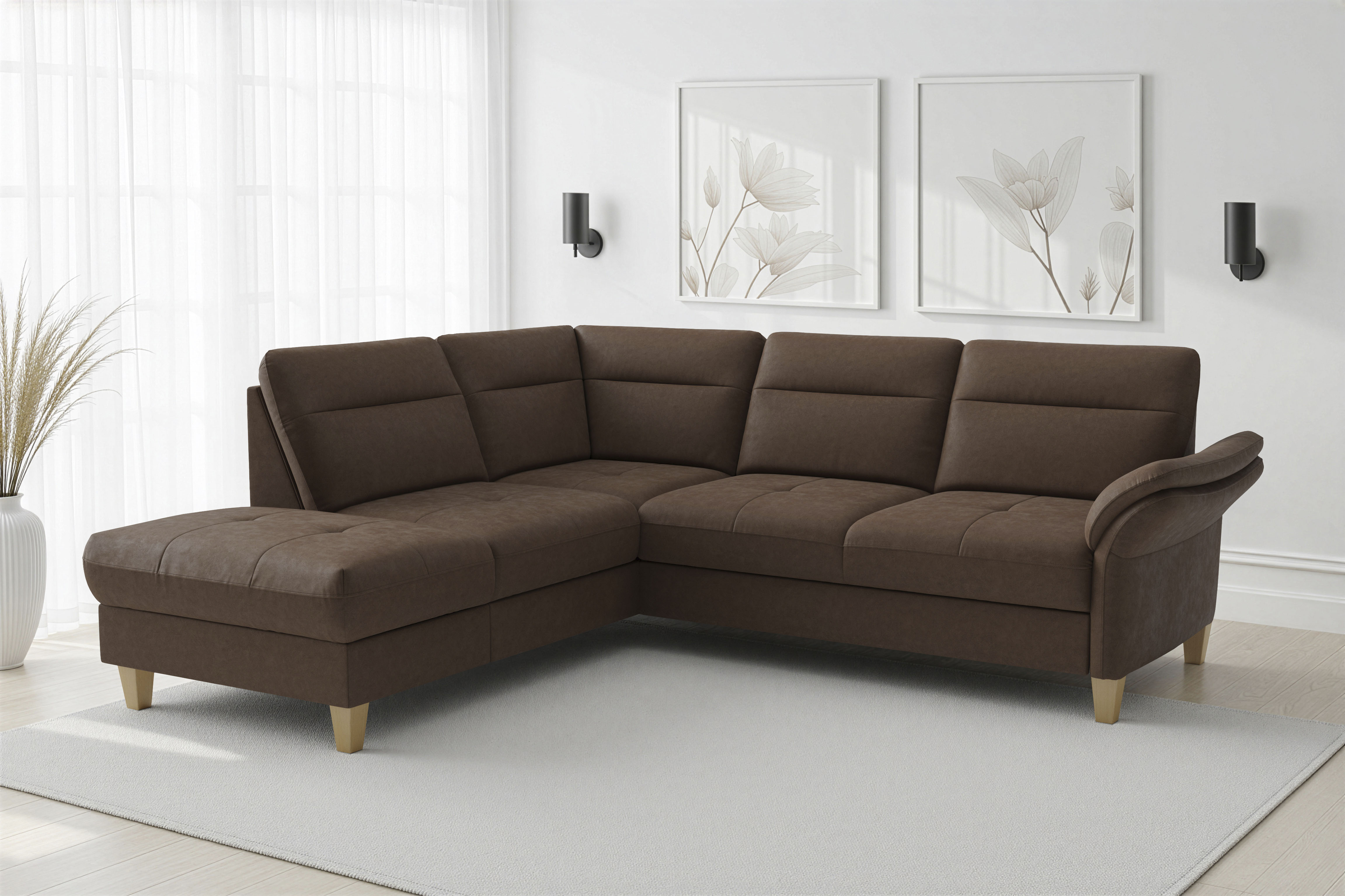 sit&more "Pamela L-Form, B: 218 cm, optional Schlaffunktion & Bettkasten" mit Federkern