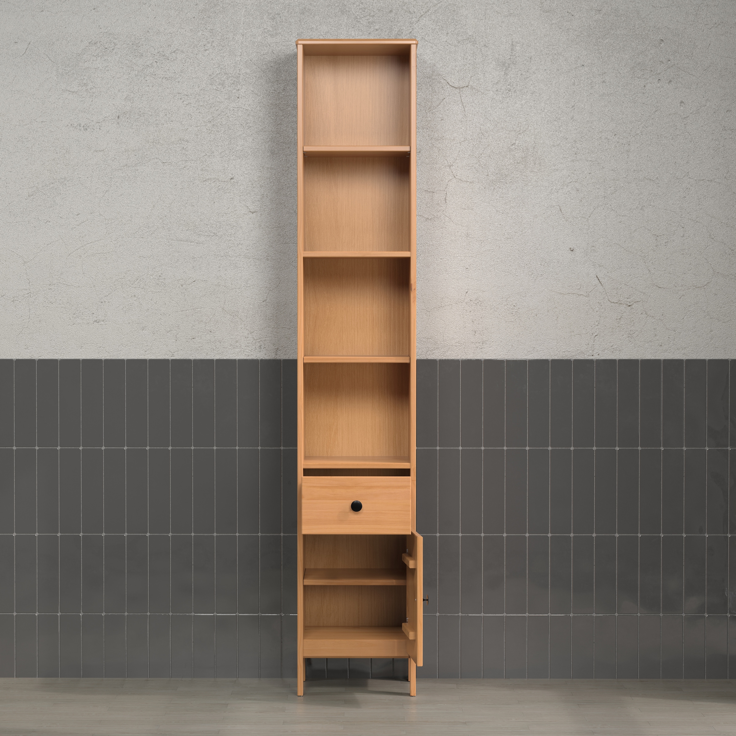 welltime Hochschrank »Kall«, (1 St.), Badschrank aus Kiefer-Massivholz mit Schublade - (B/T/H) 35/33/188 cm