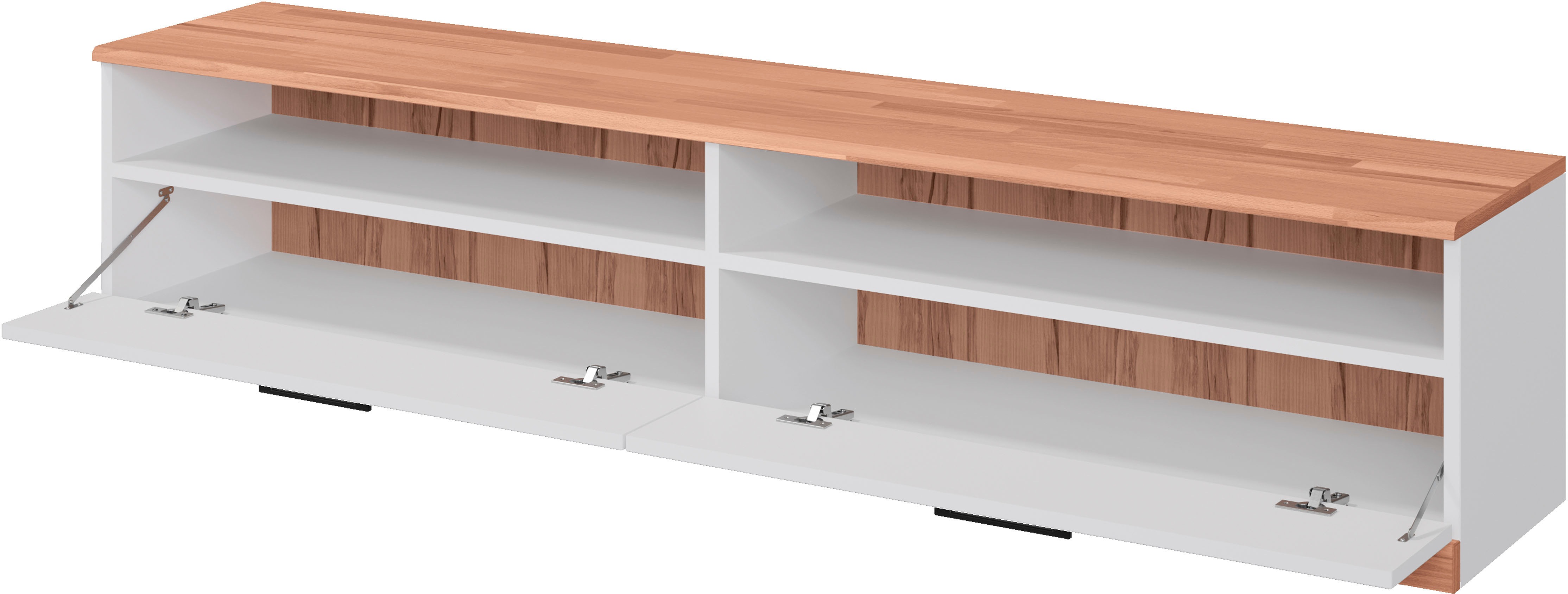 Thumbnail - OTTO home Lowboard "Ribe,140cm breit,38cm hoch mit 2 Klappen,Oberplatte aus Massivholz" Oberplatte Kernbuche massiv,schw...