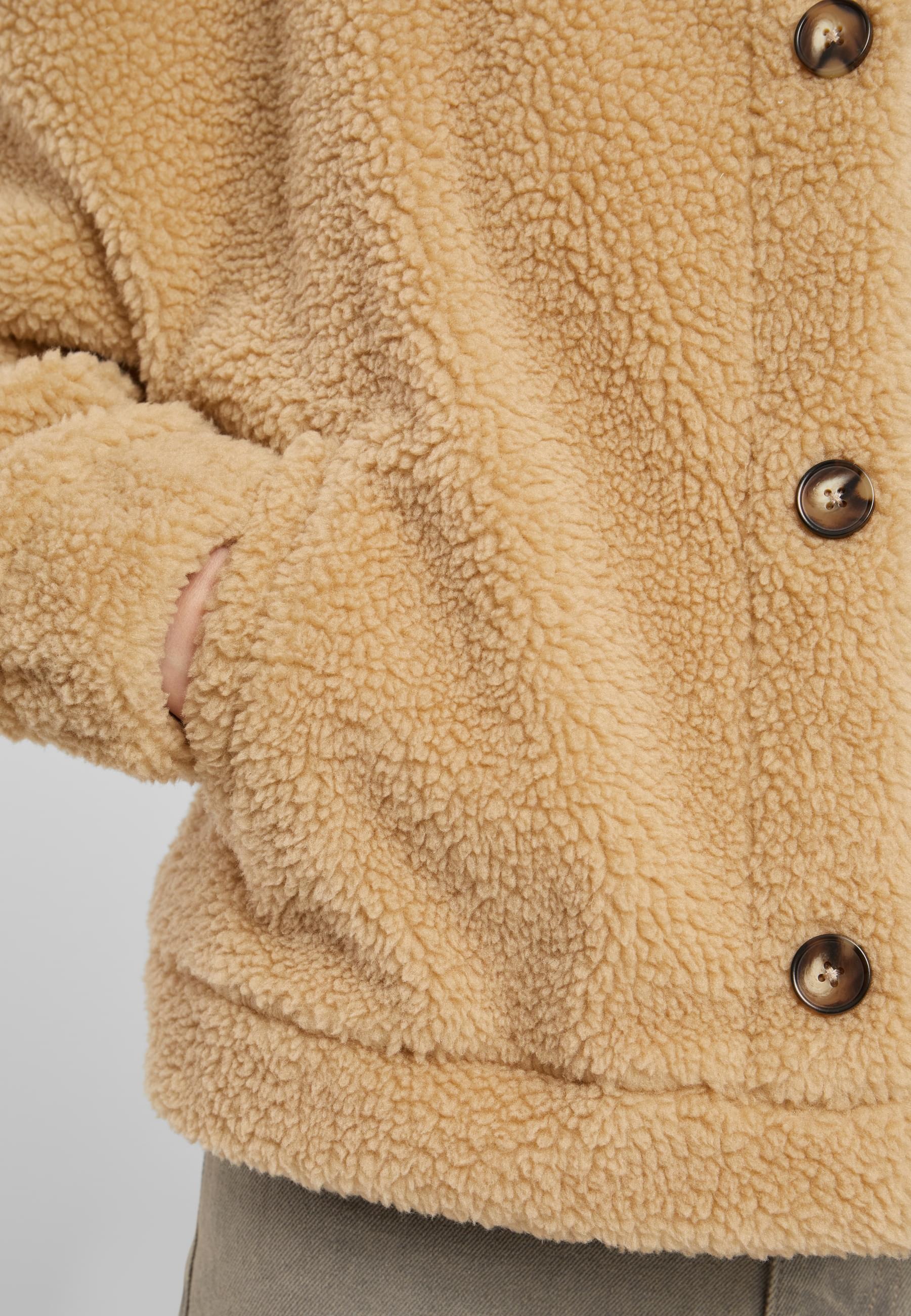 URBAN CLASSICS Allwetterjacke »Urban Classics Ladies Short Sherpa Button Jacket«, (1 St.), ohne Kapuze