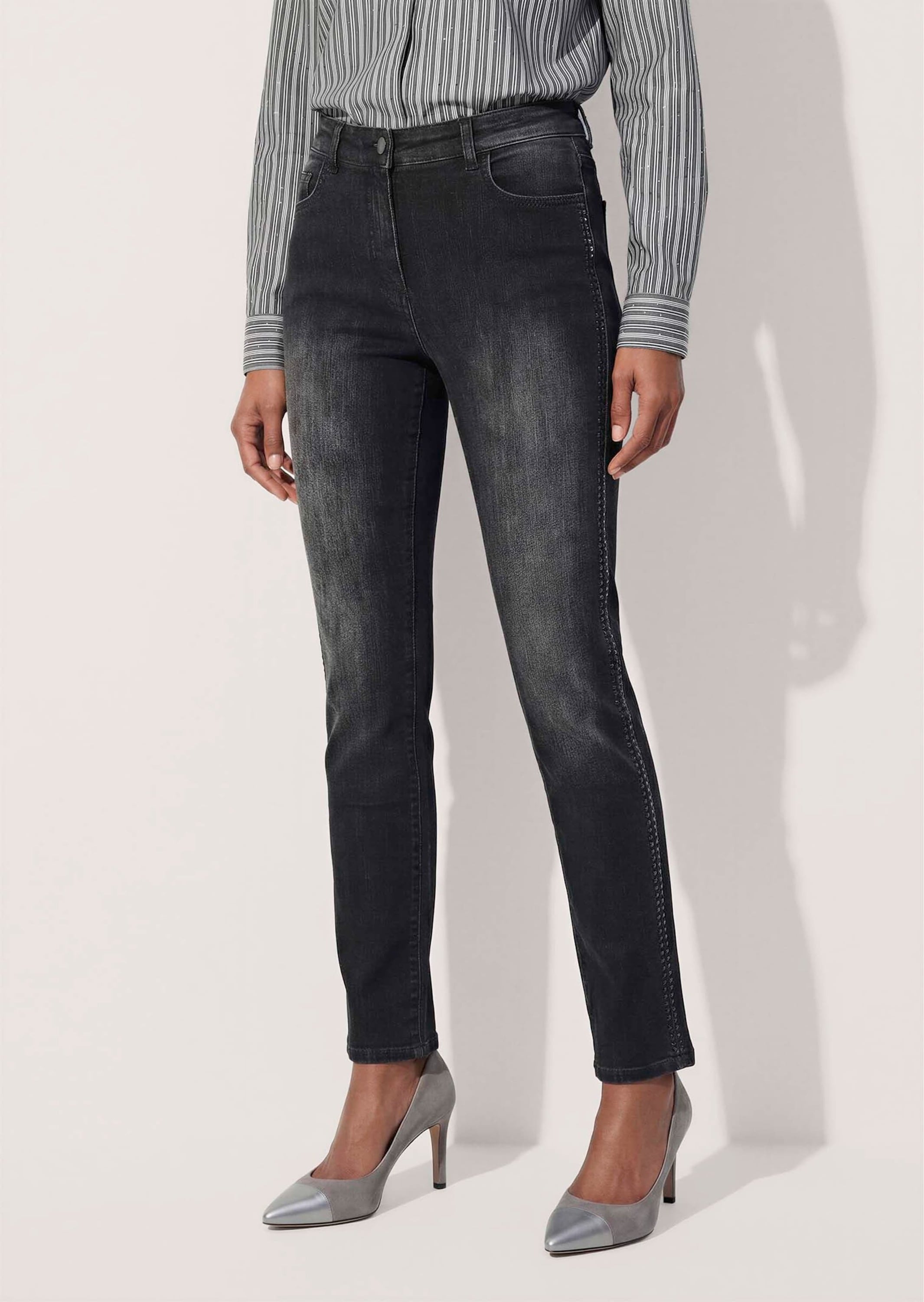 MADELEINE Regular-fit-Jeans »Hose Slim-Jeans mit Strassdekor«