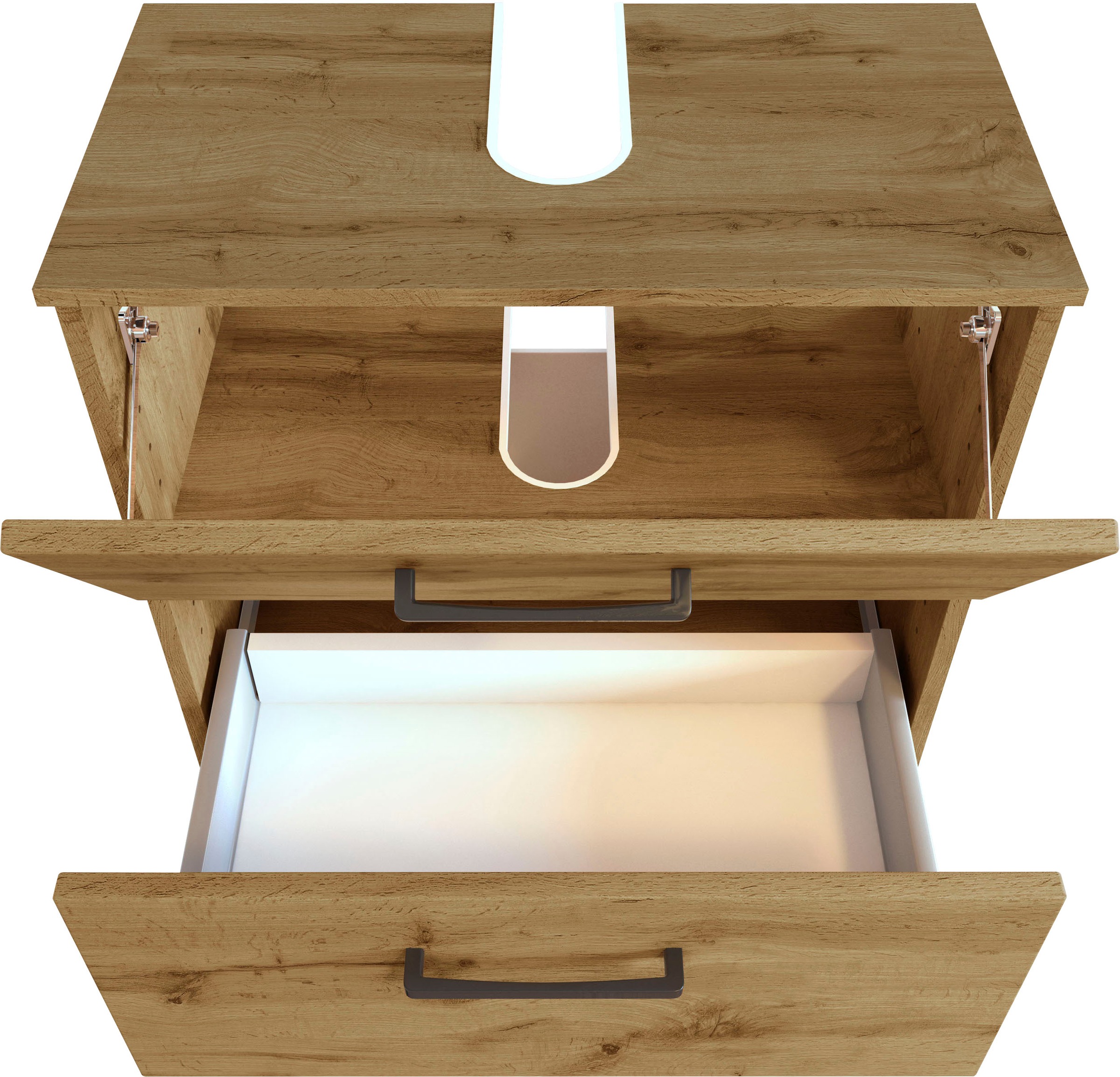 welltime Badmöbel-Set »Chicago«, (4 St., Spiegelschrank, Unterbeckenschrank, Hängeschrank, Unterschrank)