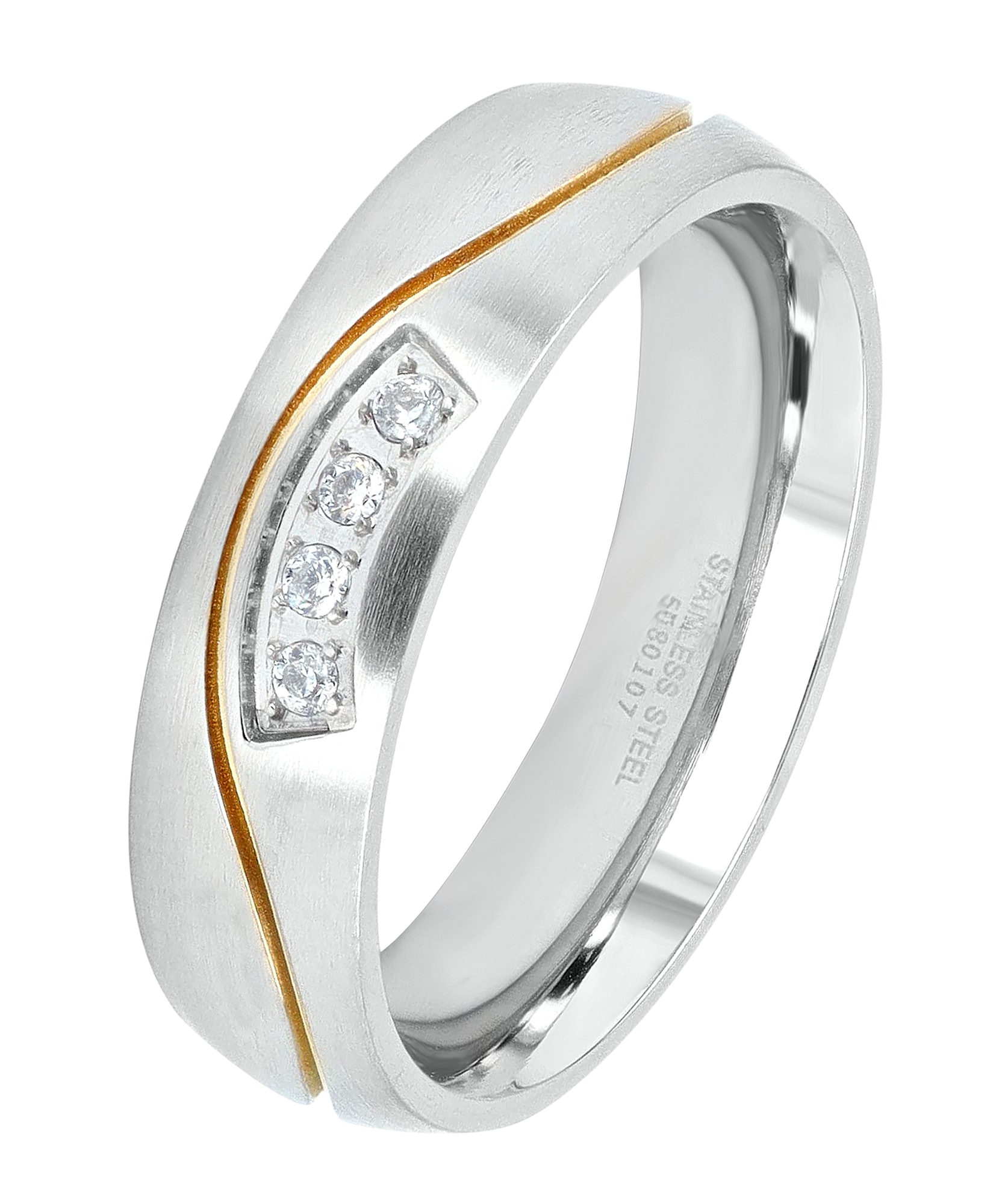 Fingerring ADELIA´S "Damen Ring aus Edelstahl mit Strass Steinchen" Gr. 50, silber, Fingerringe, Damen, 50, Edelstahl, Fingerring