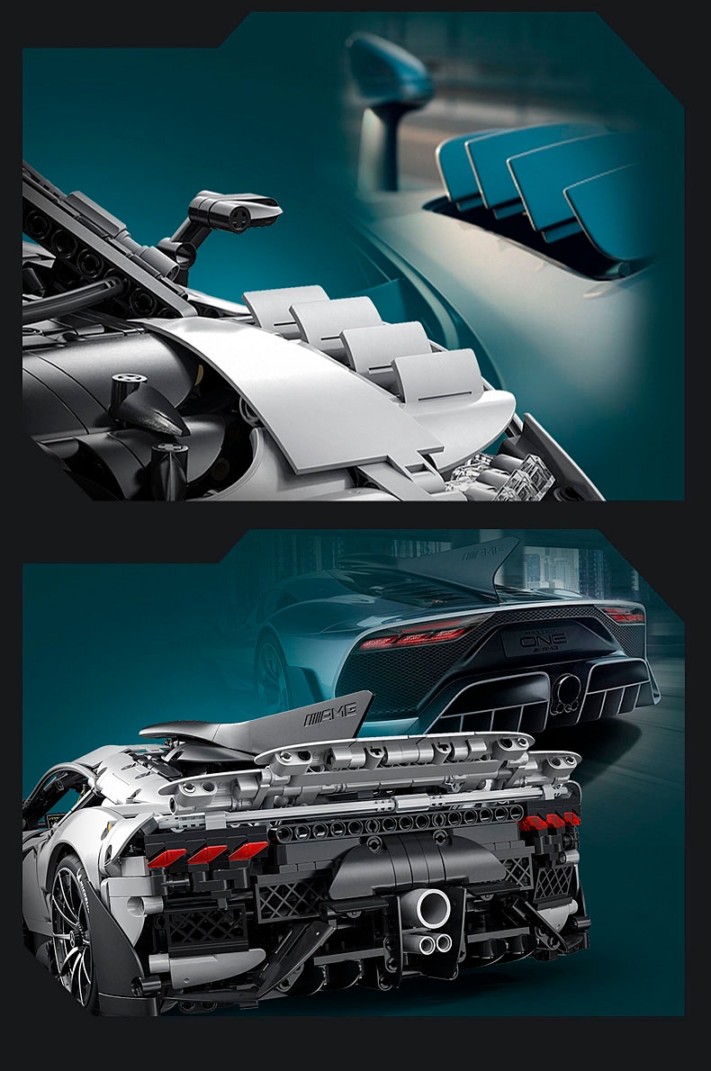 Jamara RC-Auto »CaDA, Mercedes-AMG ONE 1:8 grau 2,4GHz Bricks«, (3295 tlg.), mit LED Licht