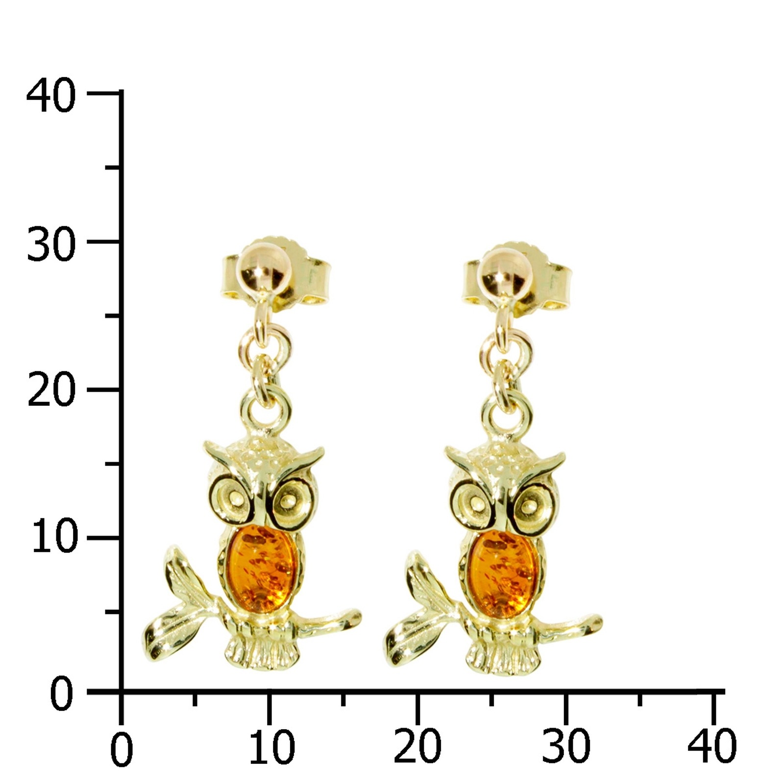 OSTSEE-SCHMUCK Paar Ohrhänger »- Eule - Gold 333/000 - Bernstein«
