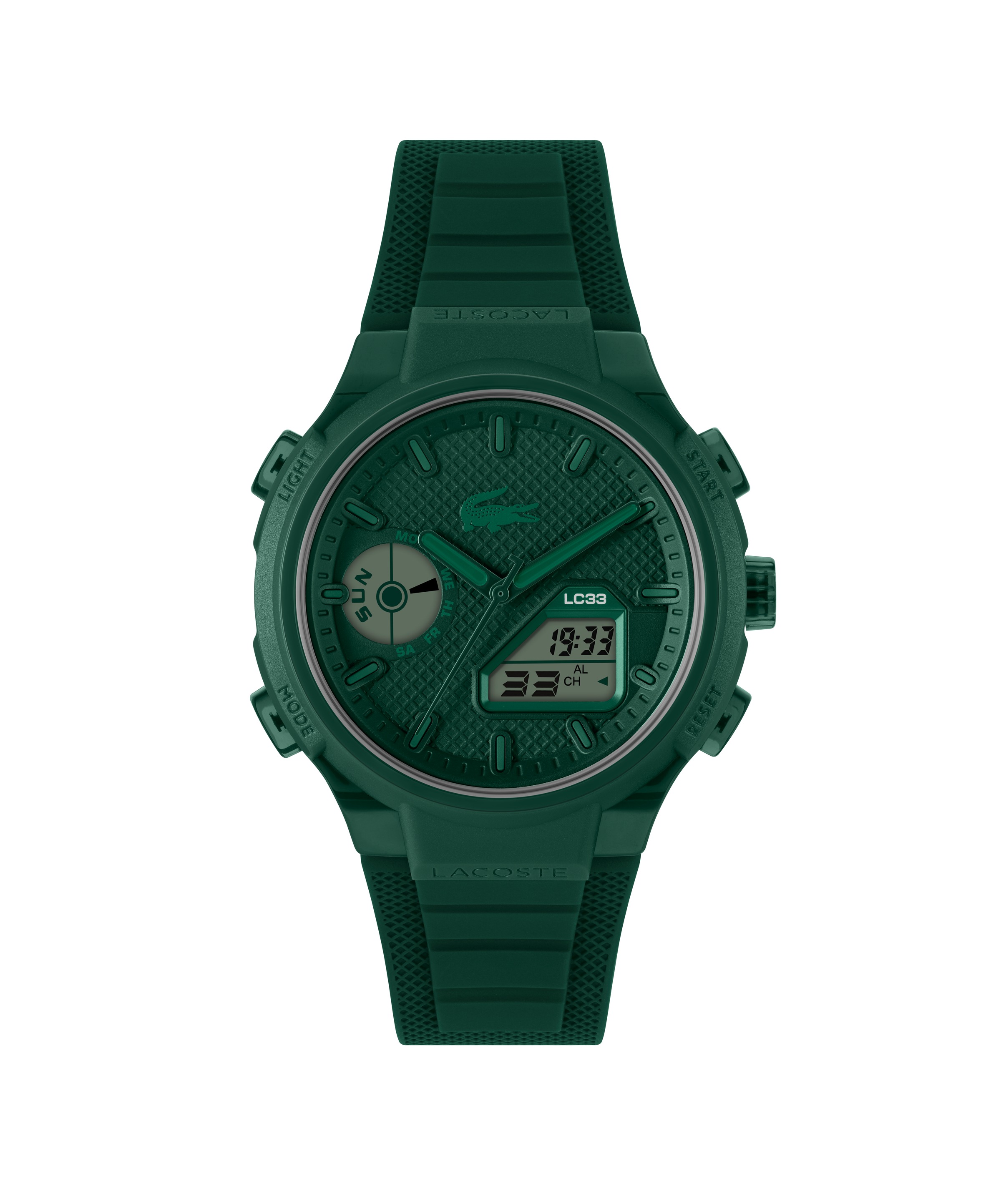 Chronograph LACOSTE "LC33", dunkelgrün, Armbanduhren, Herren, Chronograph, Quarzuhr, Armbanduhr, Herrenuhr, Silikonarmband, analog, digital, Tag 2