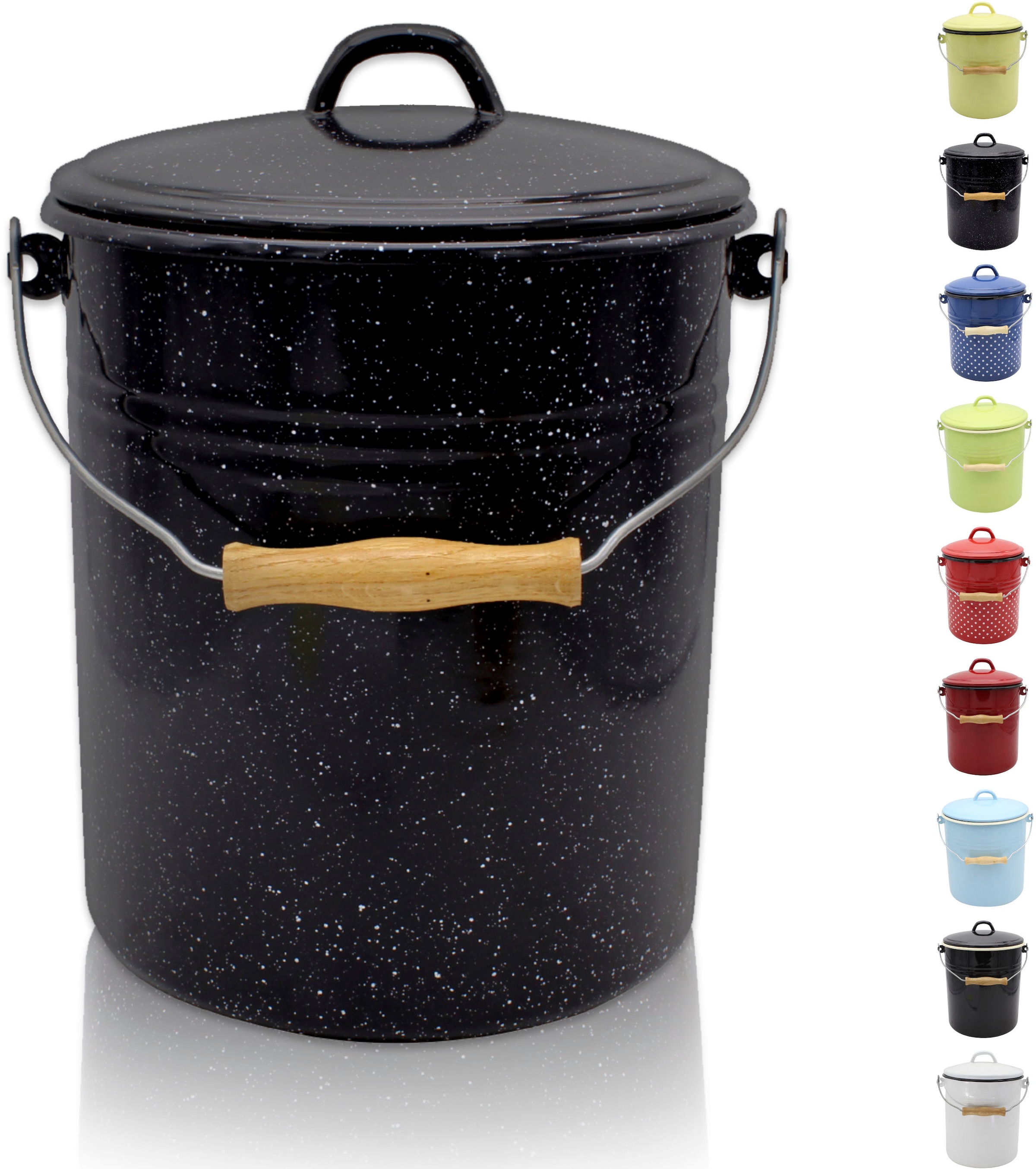 Krüger Mülleimer "Emaille Mülleimer mit Deckel Serie Rio" schnitt- / kratzf günstig online kaufen