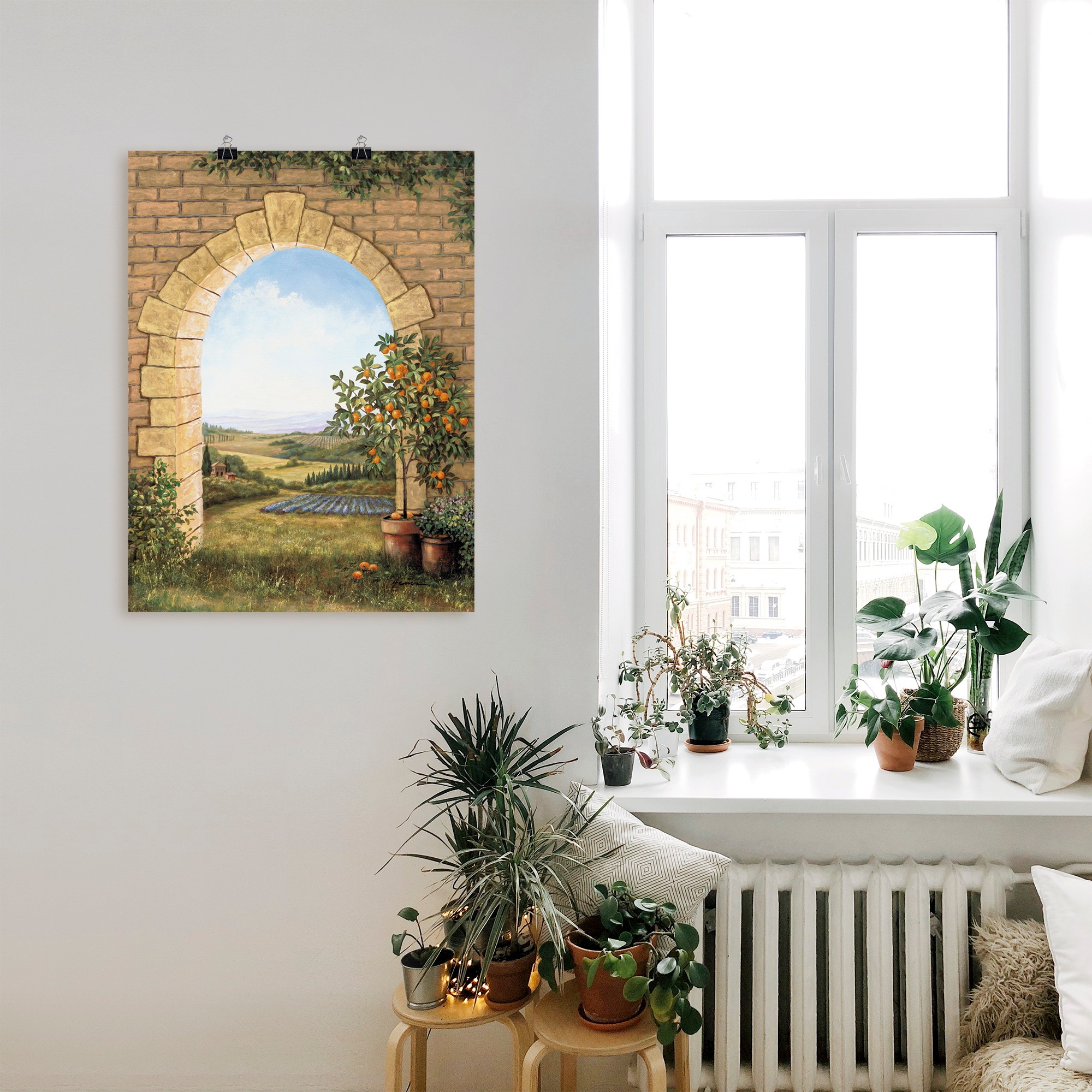 Artland Wandbild "Orangenbaum vor dem Torbogen" Fensterblick 1 Stk. tlg. al günstig online kaufen