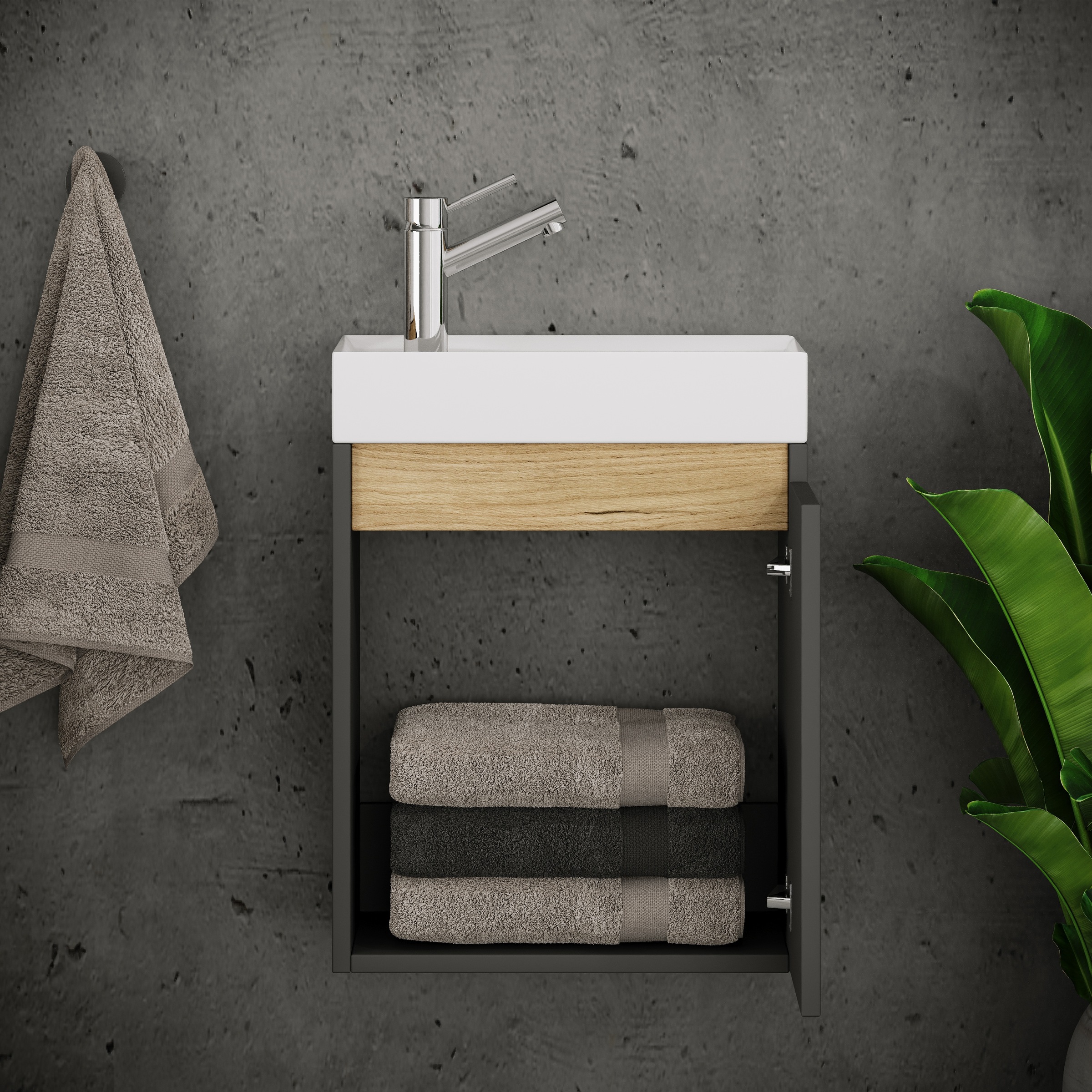 VCM Waschtisch »2 tlg. Hängeschrank Gäste-WC Waschbecken Softclose Cosila« 2 Stk. tlg.