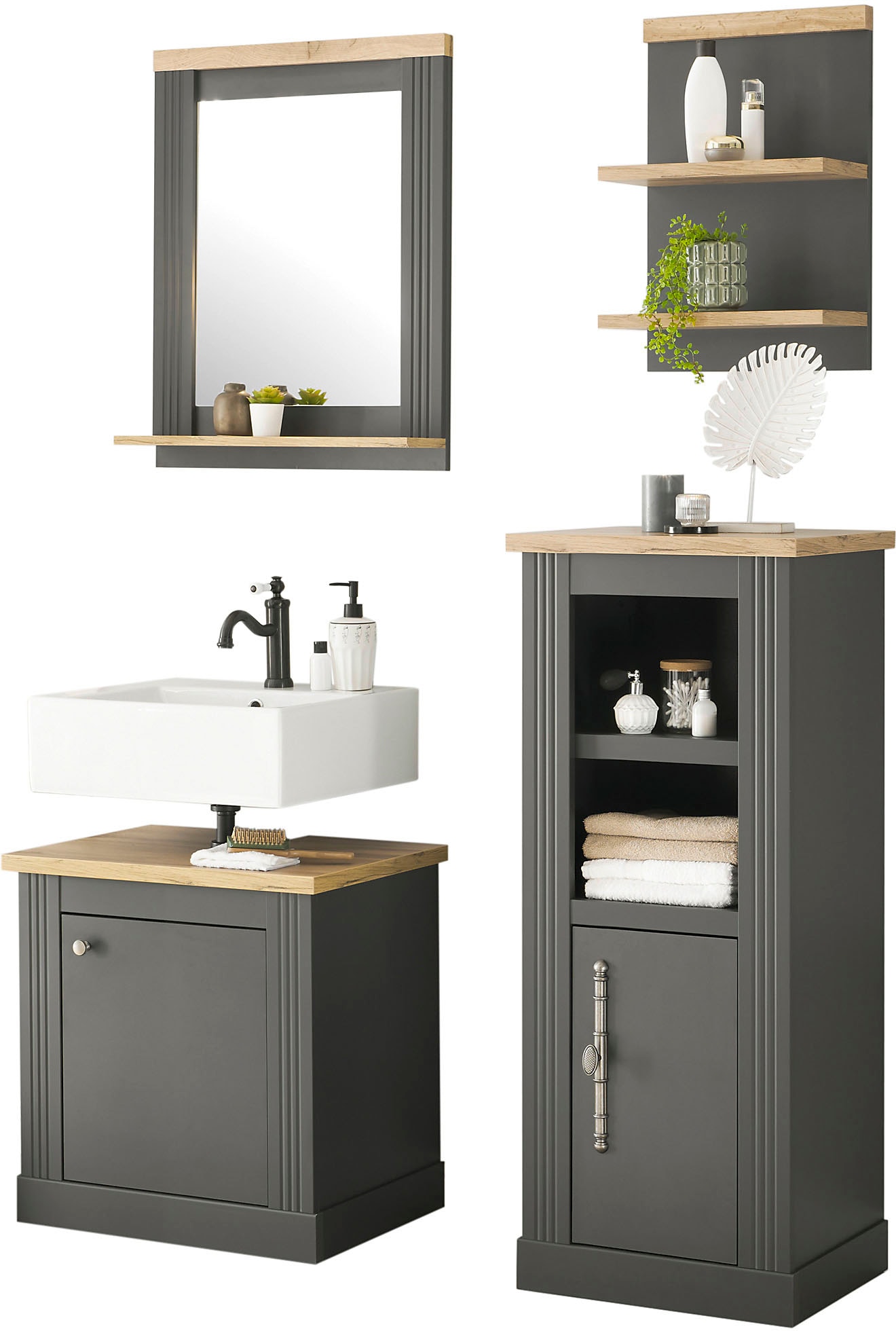 Home affaire Badmöbel-Set "WESTMINSTER, Bad im Landhausstil, 4-teiliges Bad günstig online kaufen