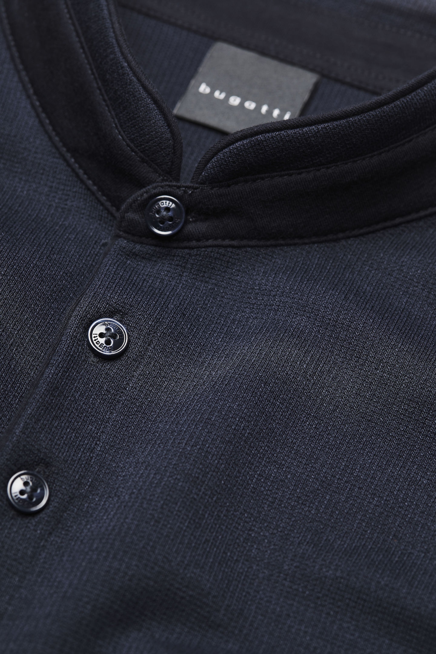 bugatti Langarm-Poloshirt, mit Stehkragen